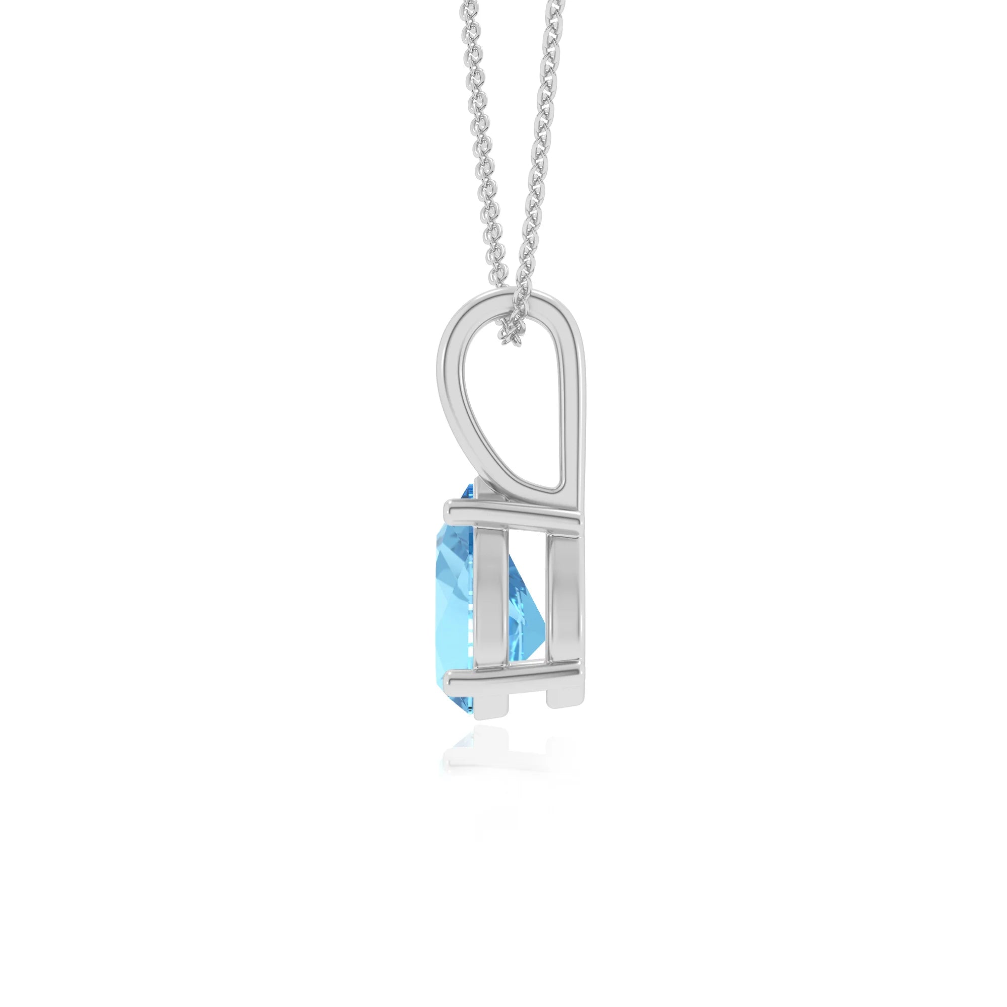 natural swiss-blue-topaz pear solitaire necklaces in sterling silver 