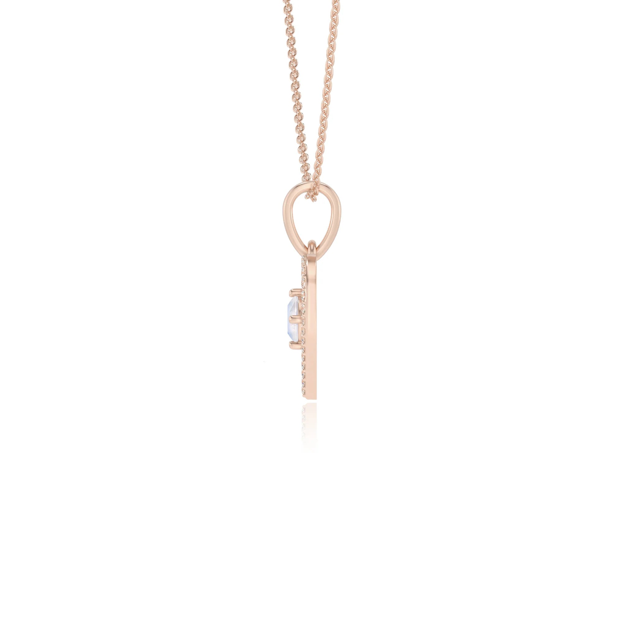 natural rainbow-moonstone round infinity necklaces in rose gold 