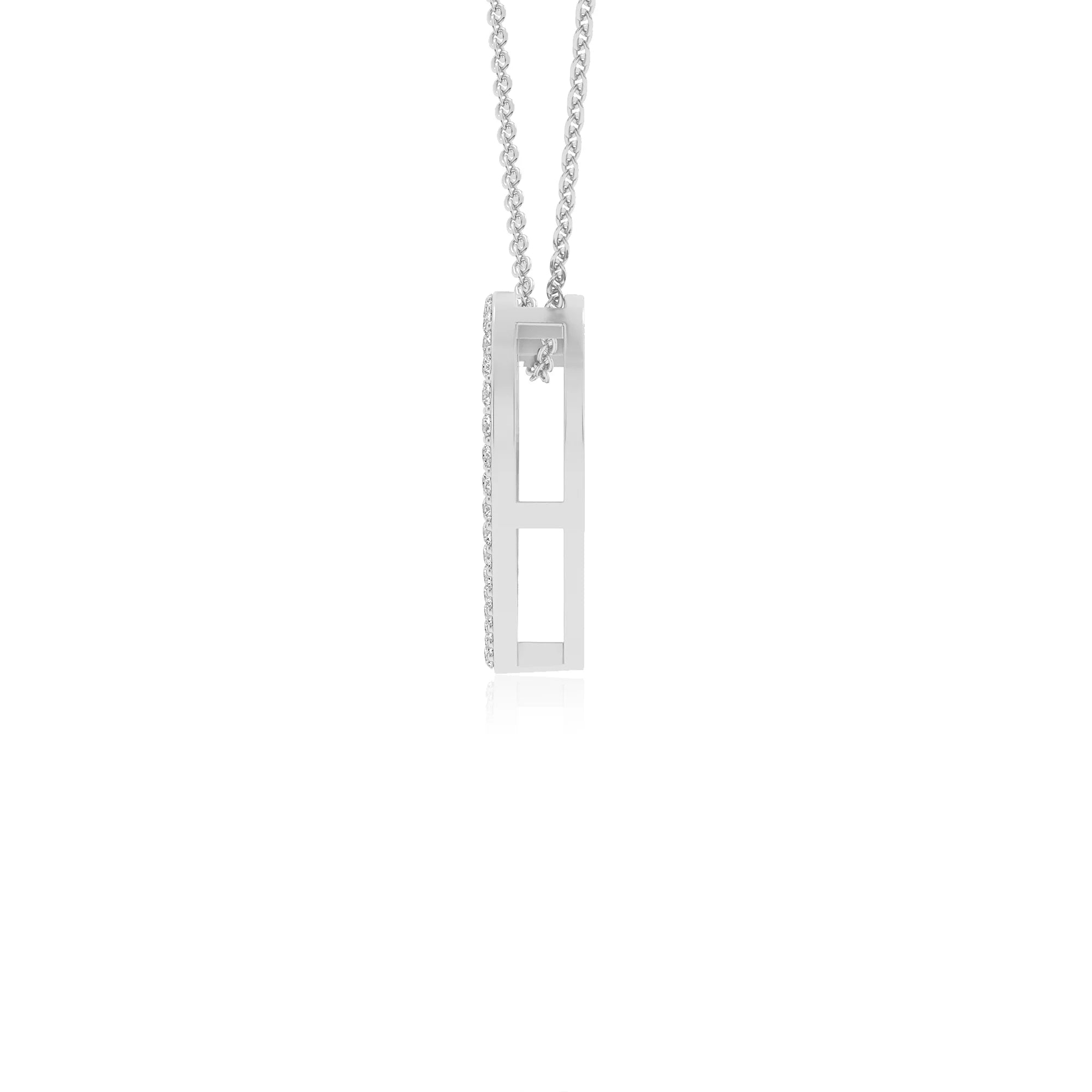lab grown moissanite round necklaces in white gold 