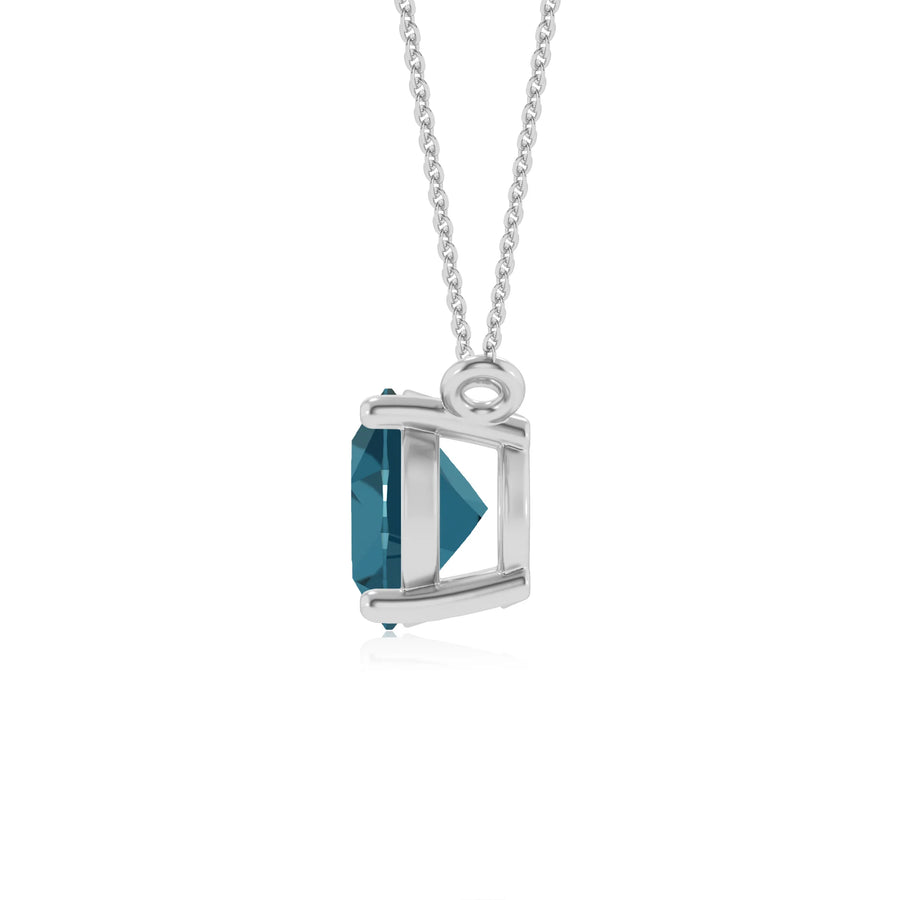 natural london-blue-topaz oval solitaire necklaces in sterling silver 