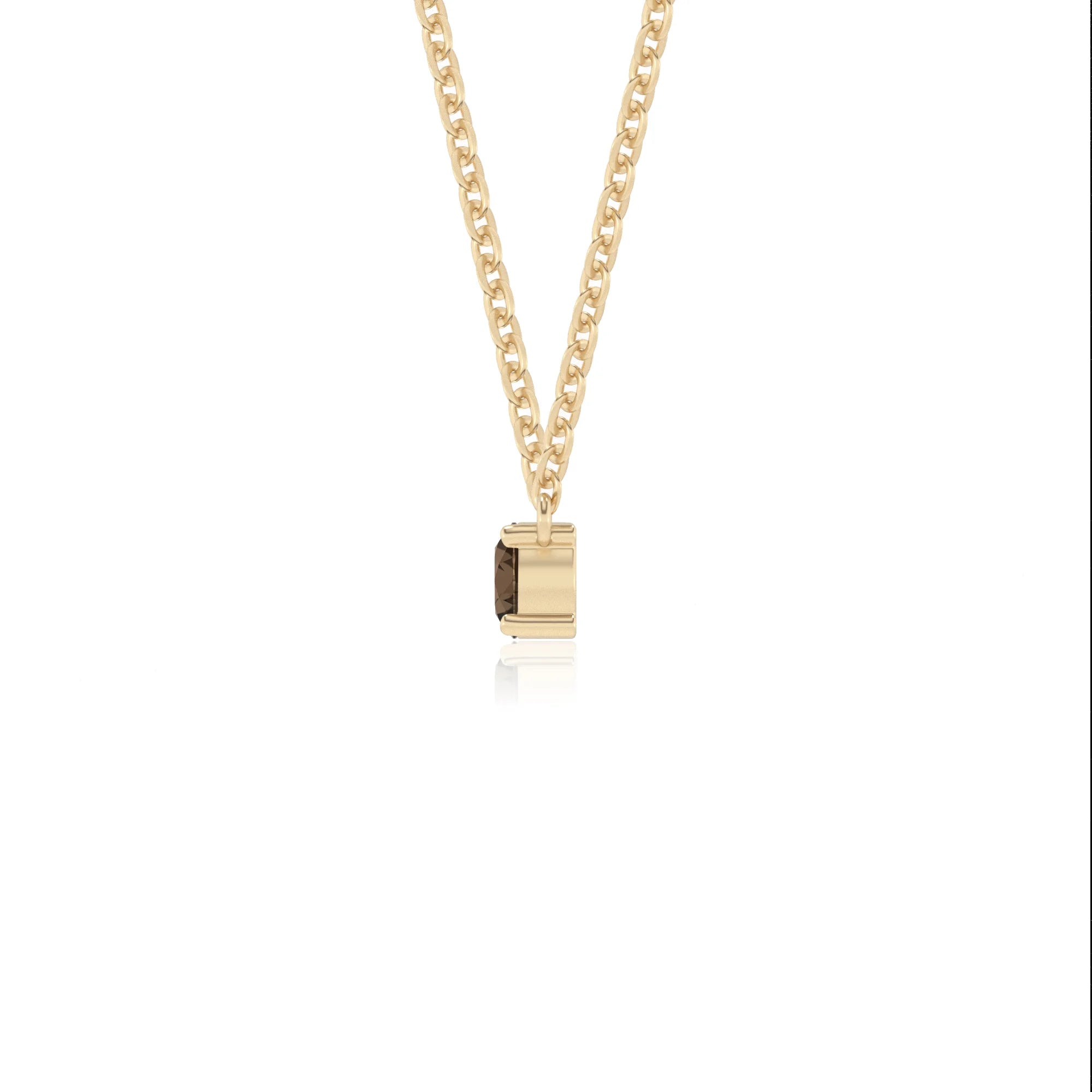 natural smoky-quartz round bar v-bale necklaces in yellow gold 