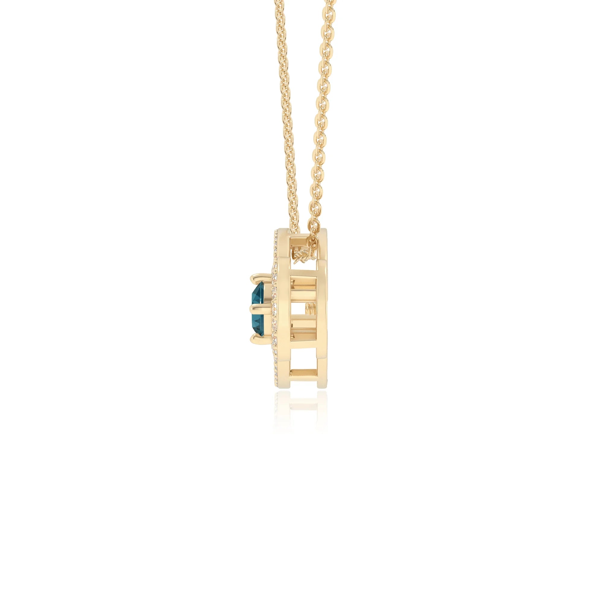 natural london-blue-topaz round solitaire necklaces in yellow gold 