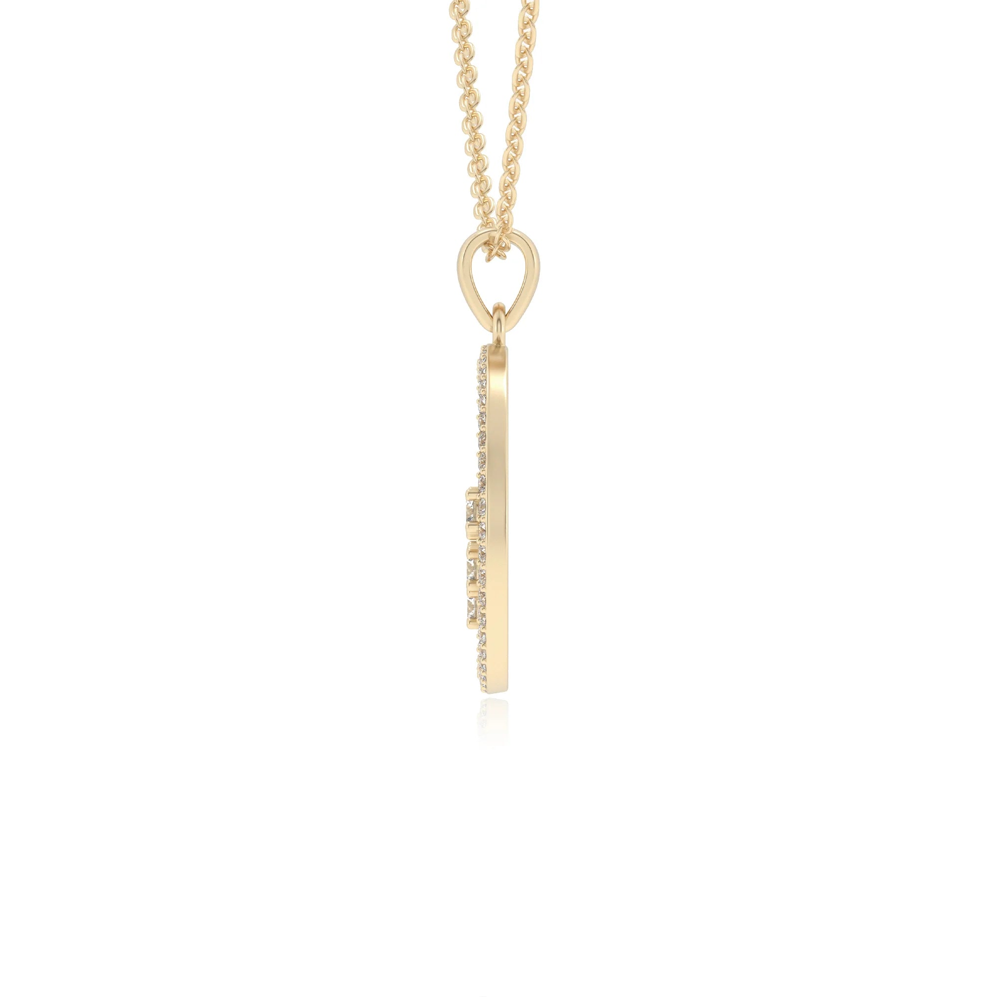 lab grown moissanite round necklaces in yellow gold 