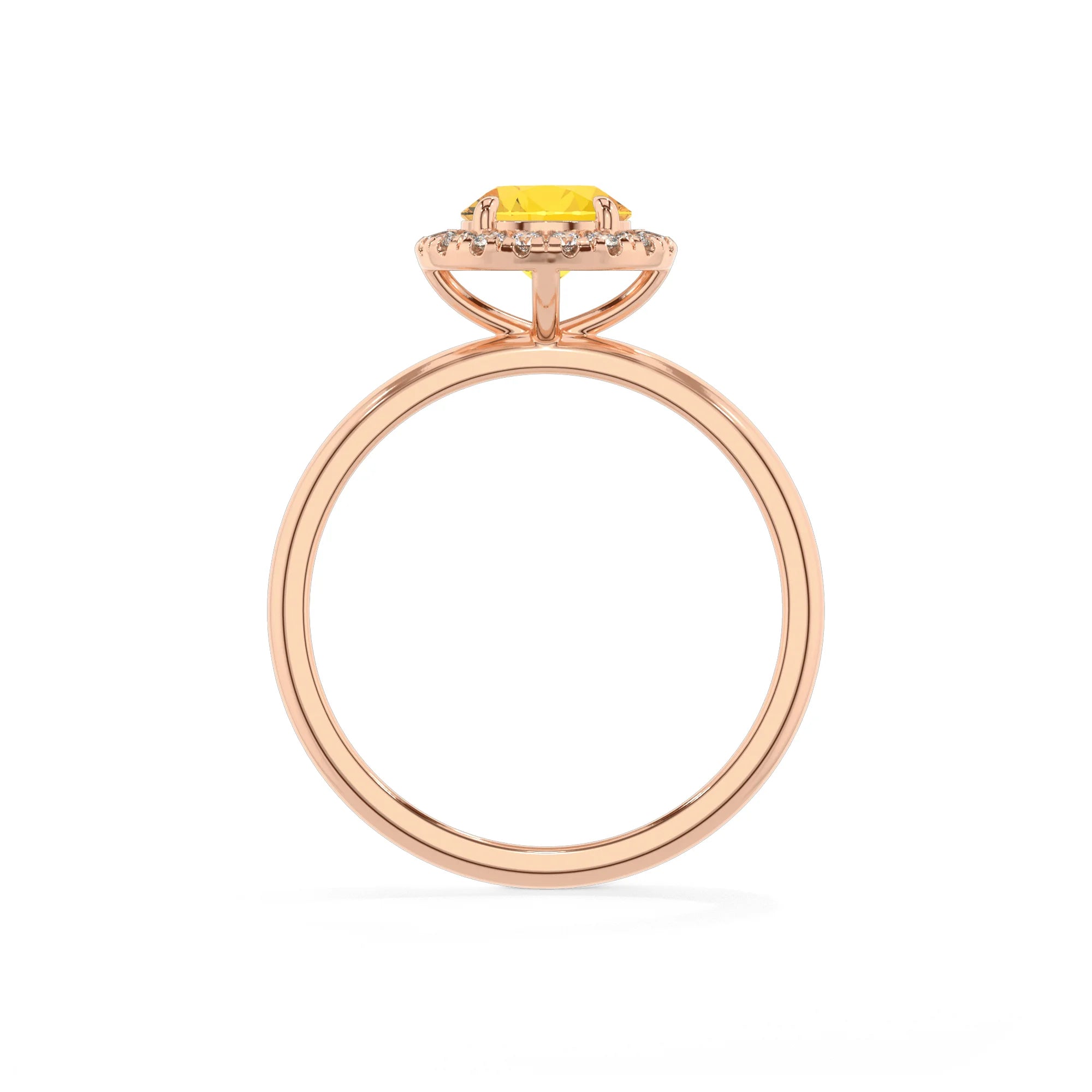 lab grown yellow-sapphire round solitaire rings in rose gold 
