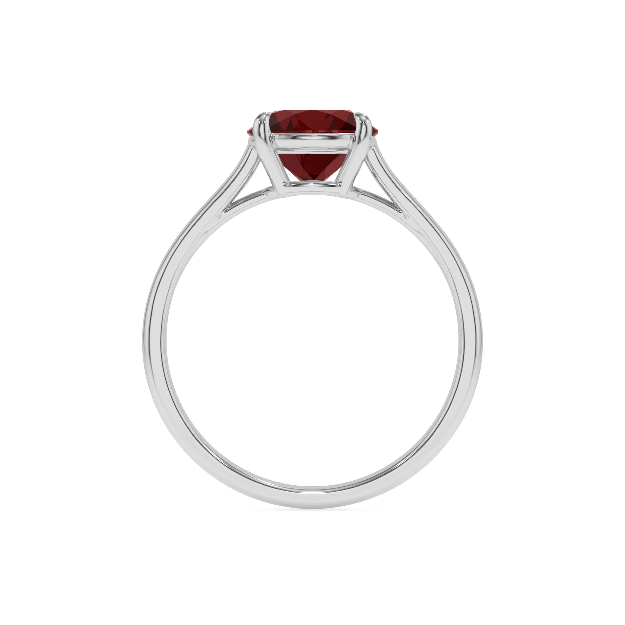 natural garnet round solitaire rings in white gold 