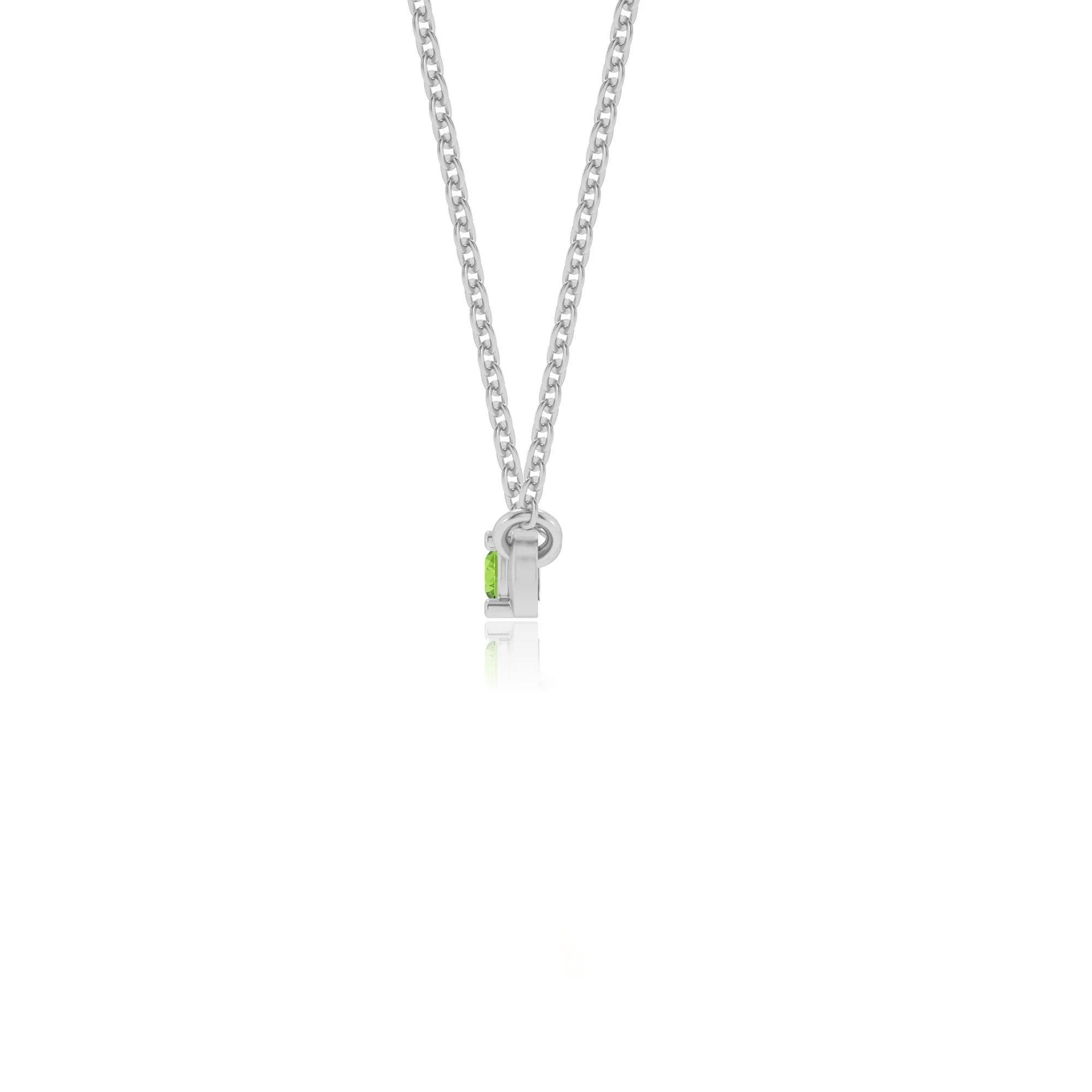 natural peridot round bar v-bale necklaces in platinum 