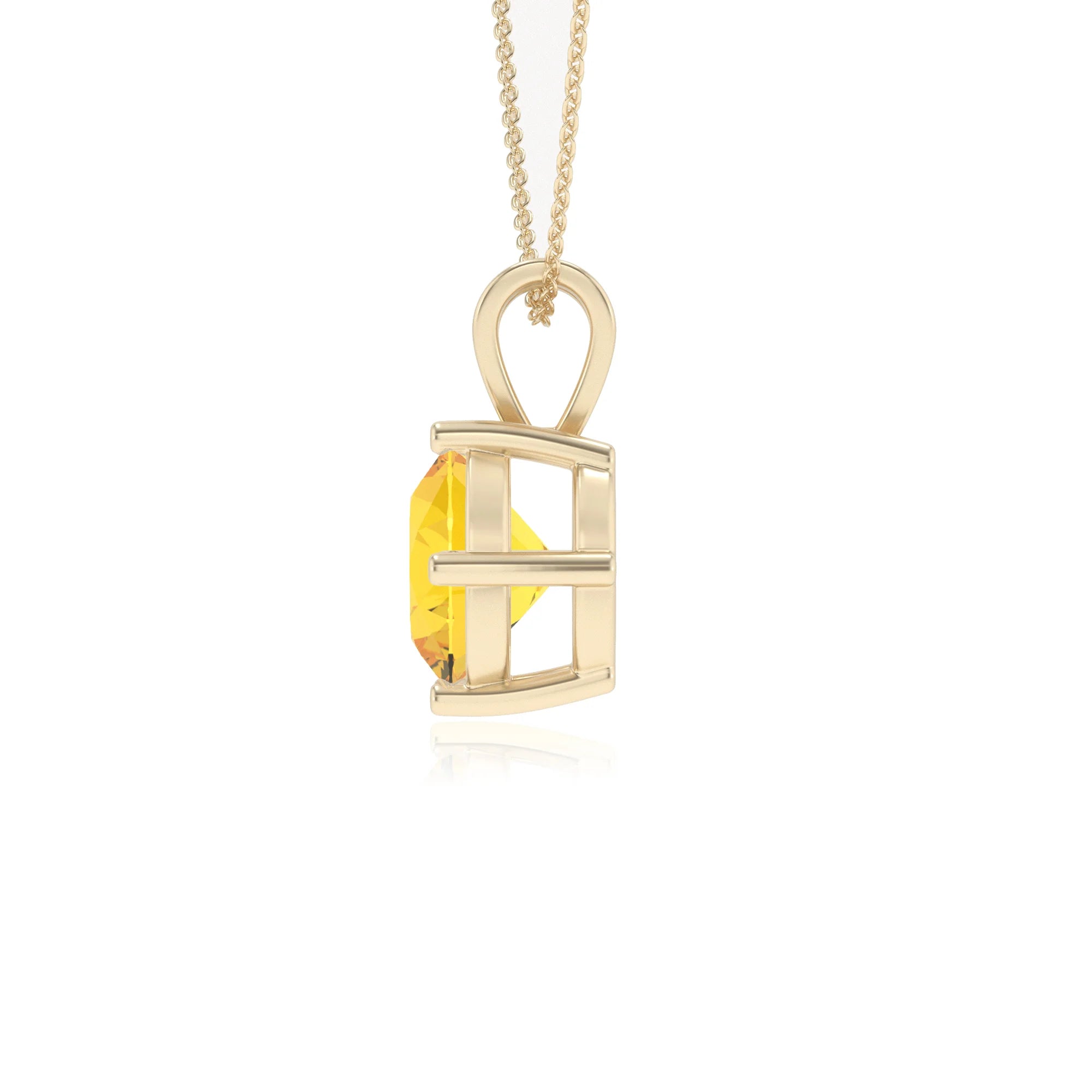 lab grown yellow-sapphire round solitaire v-bale necklaces in yellow gold 