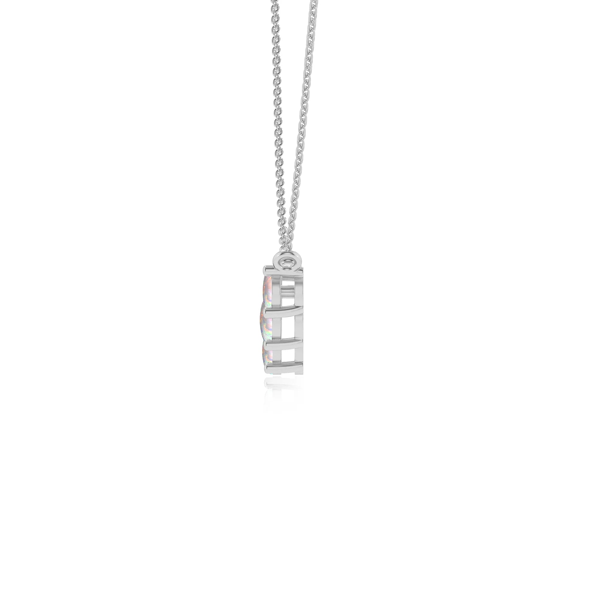 lab grown opal round bar necklaces in sterling silver 