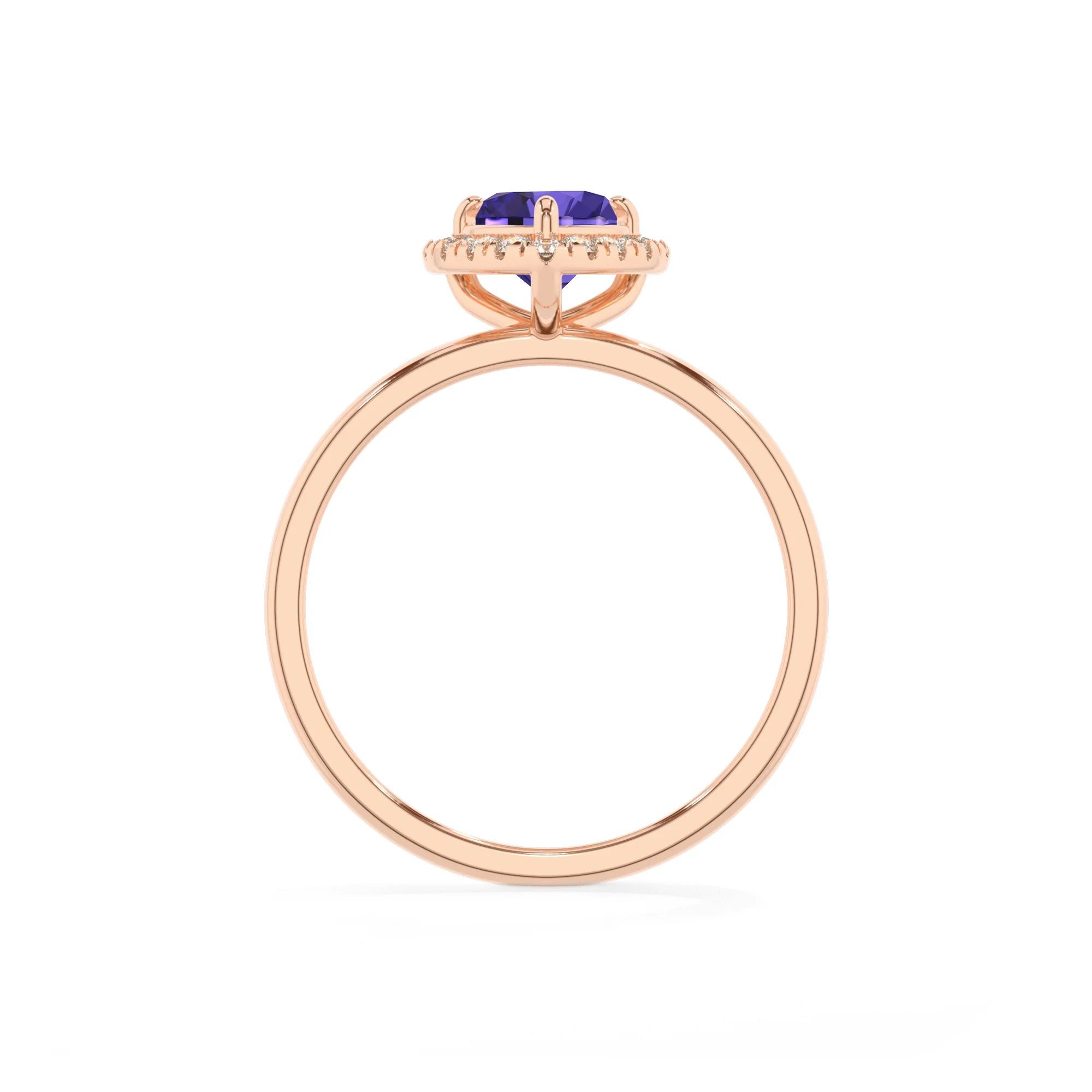 lab grown tanzanite heart solitaire rings in rose gold 