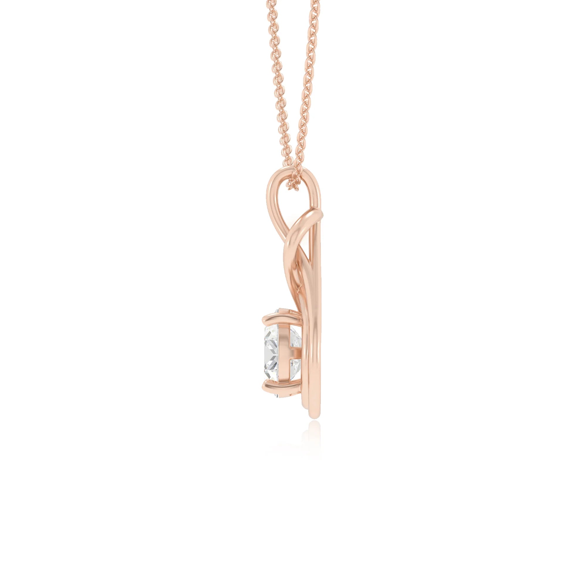 lab grown moissanite round solitaire necklaces in rose gold 