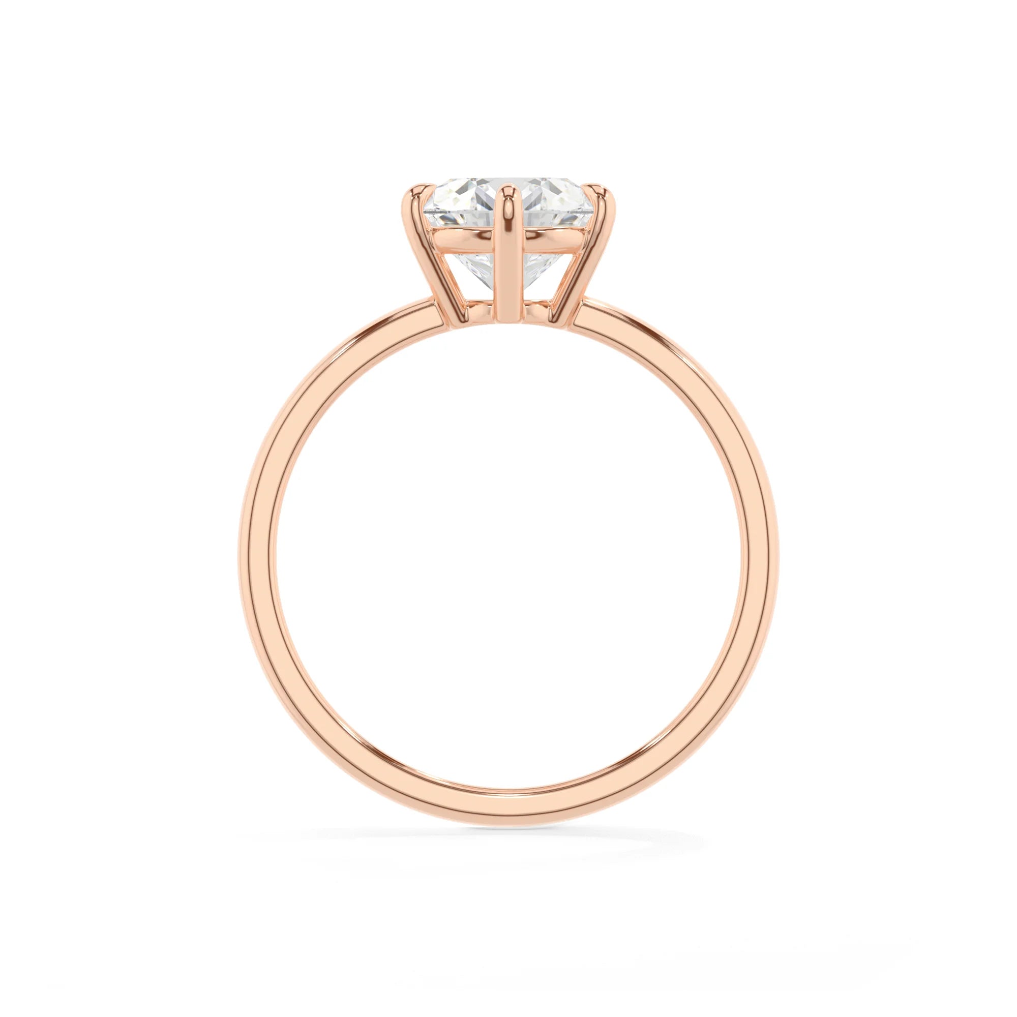 lab grown moissanite round solitaire rings in rose gold 