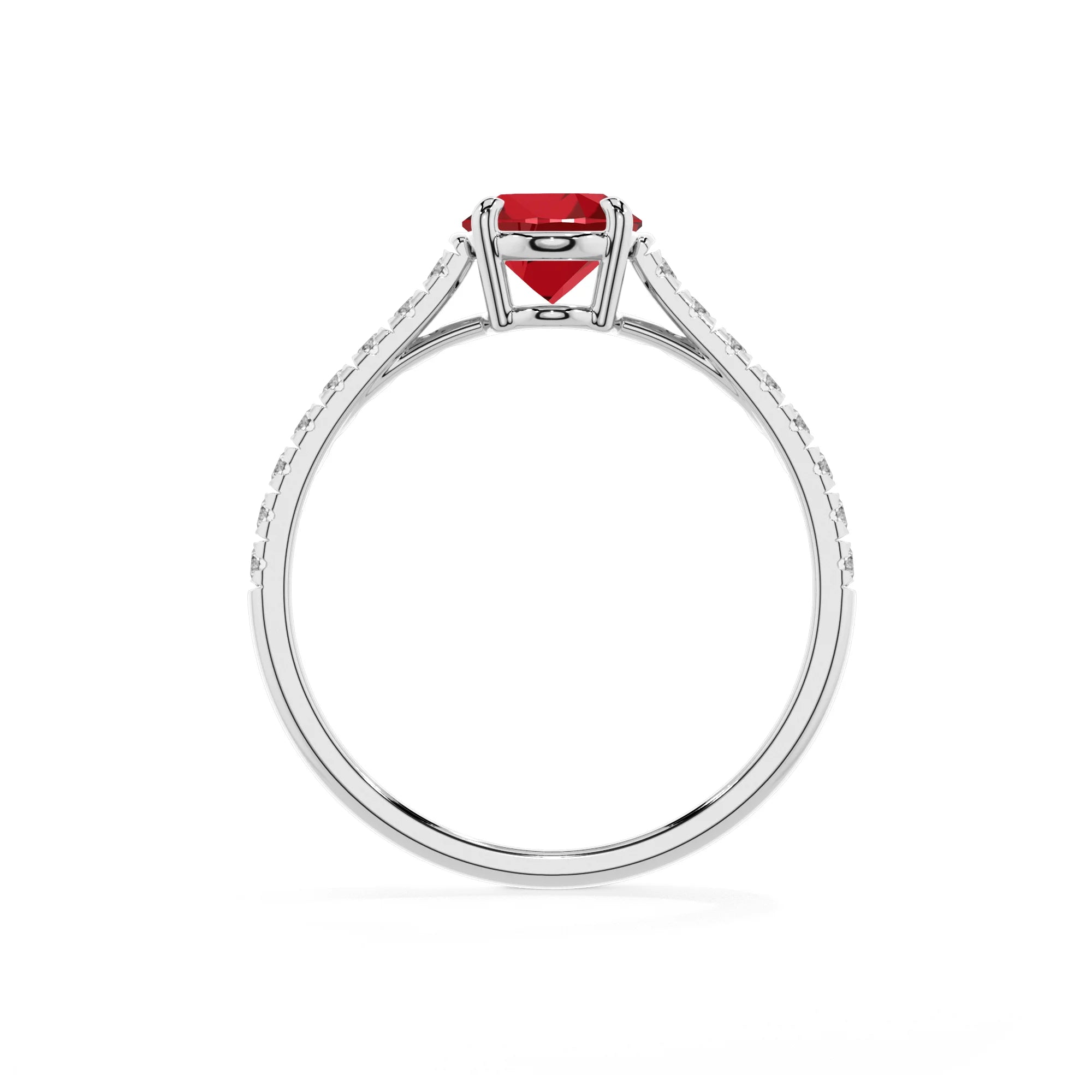 lab grown ruby oval half eternity solitaire engagement rings in platinum 