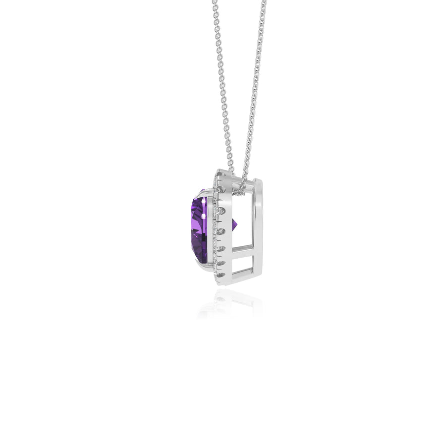 lab grown amethyst heart solitaire necklaces in sterling silver 