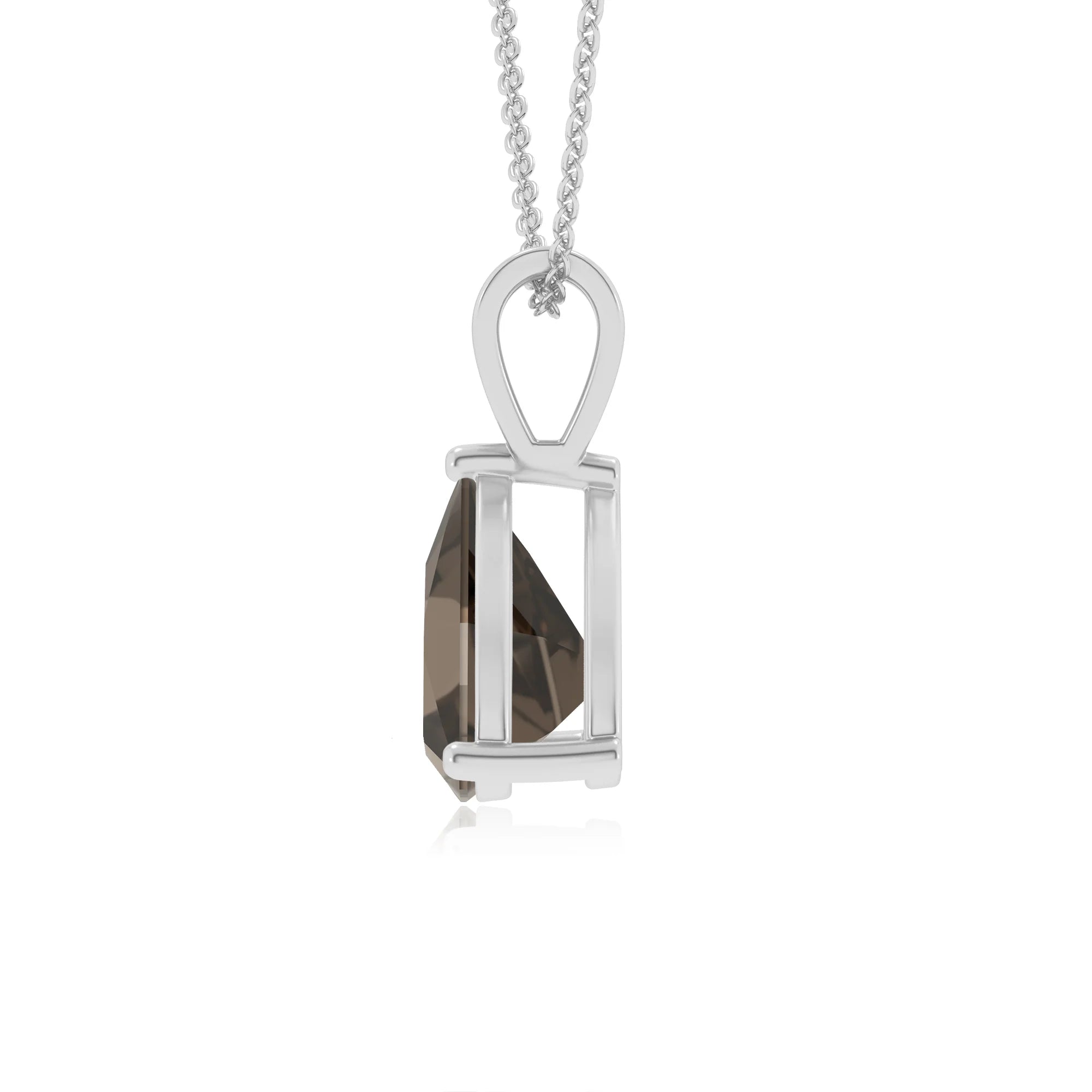 natural smoky-quartz trillion solitaire v-bale necklaces in sterling silver 
