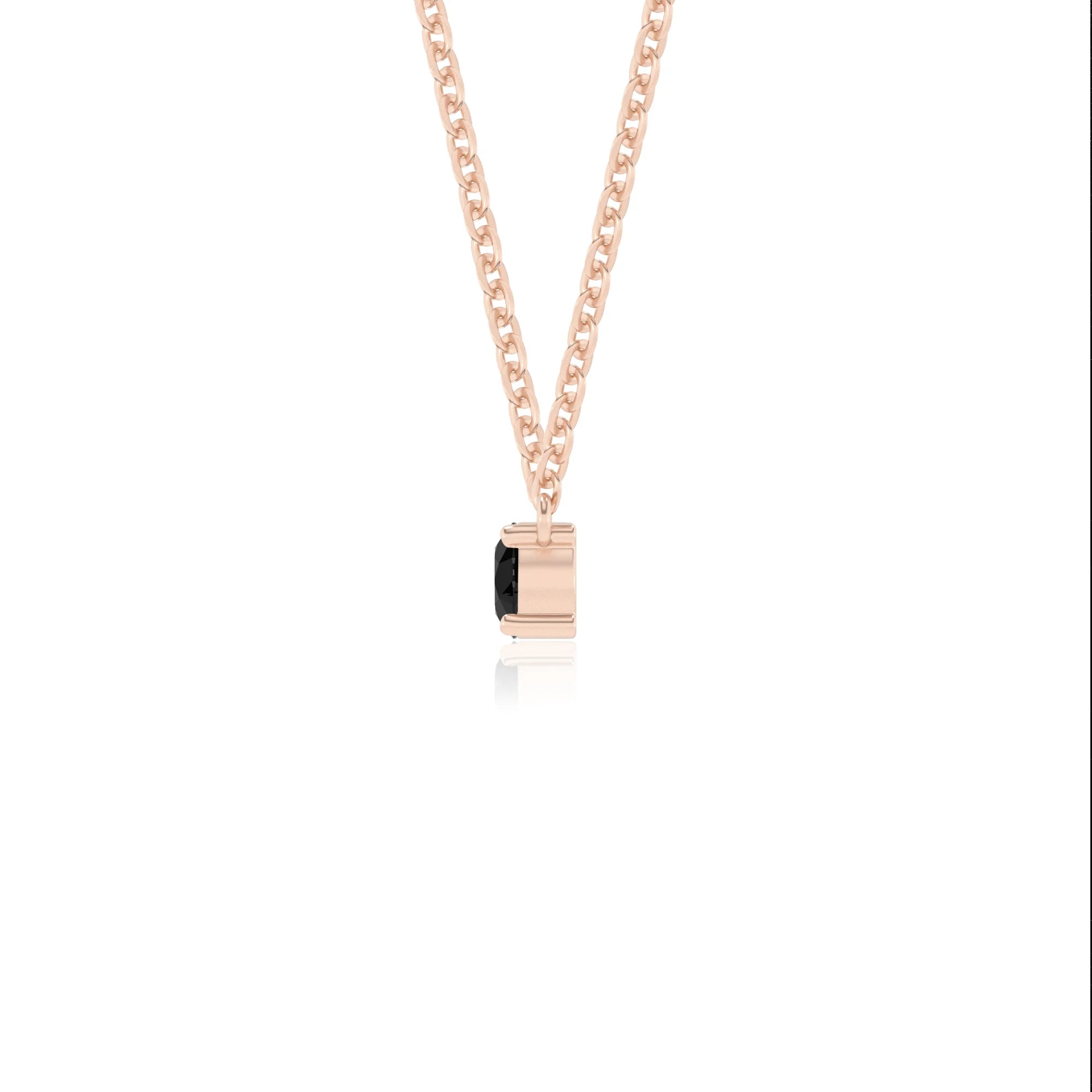 natural black-onyx round bar v-bale necklaces in rose gold 