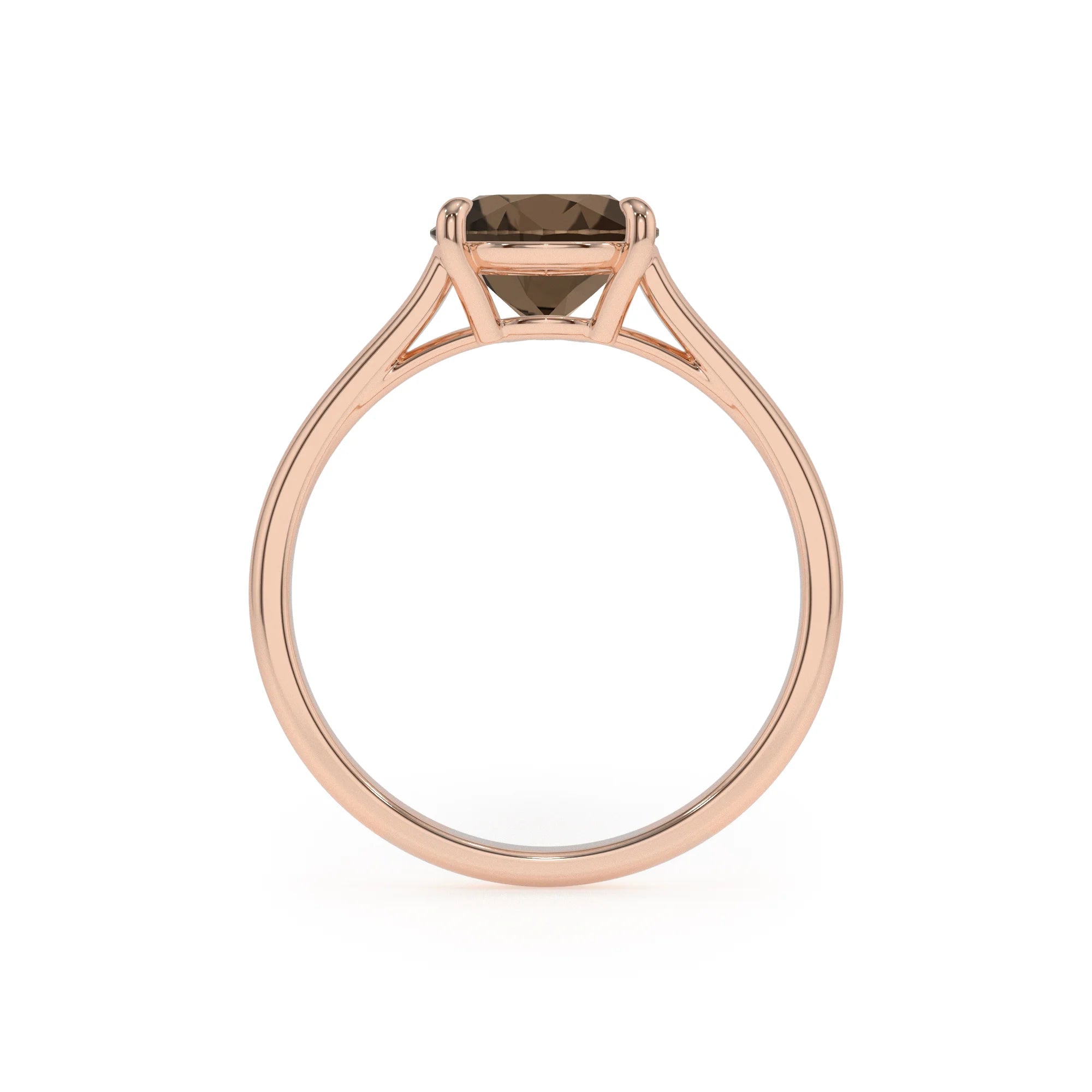 natural smoky-quartz pear solitaire rings in rose gold 