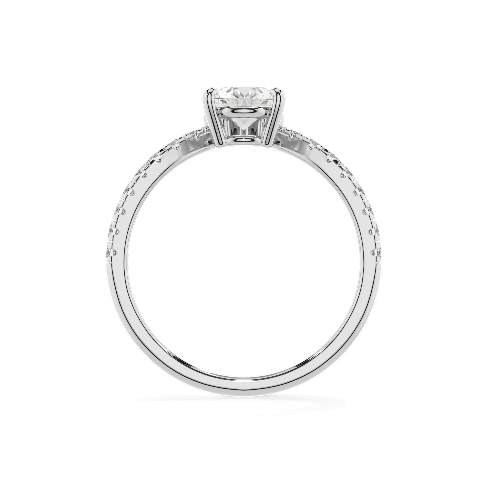 lab grown moissanite pear solitaire rings in white gold 