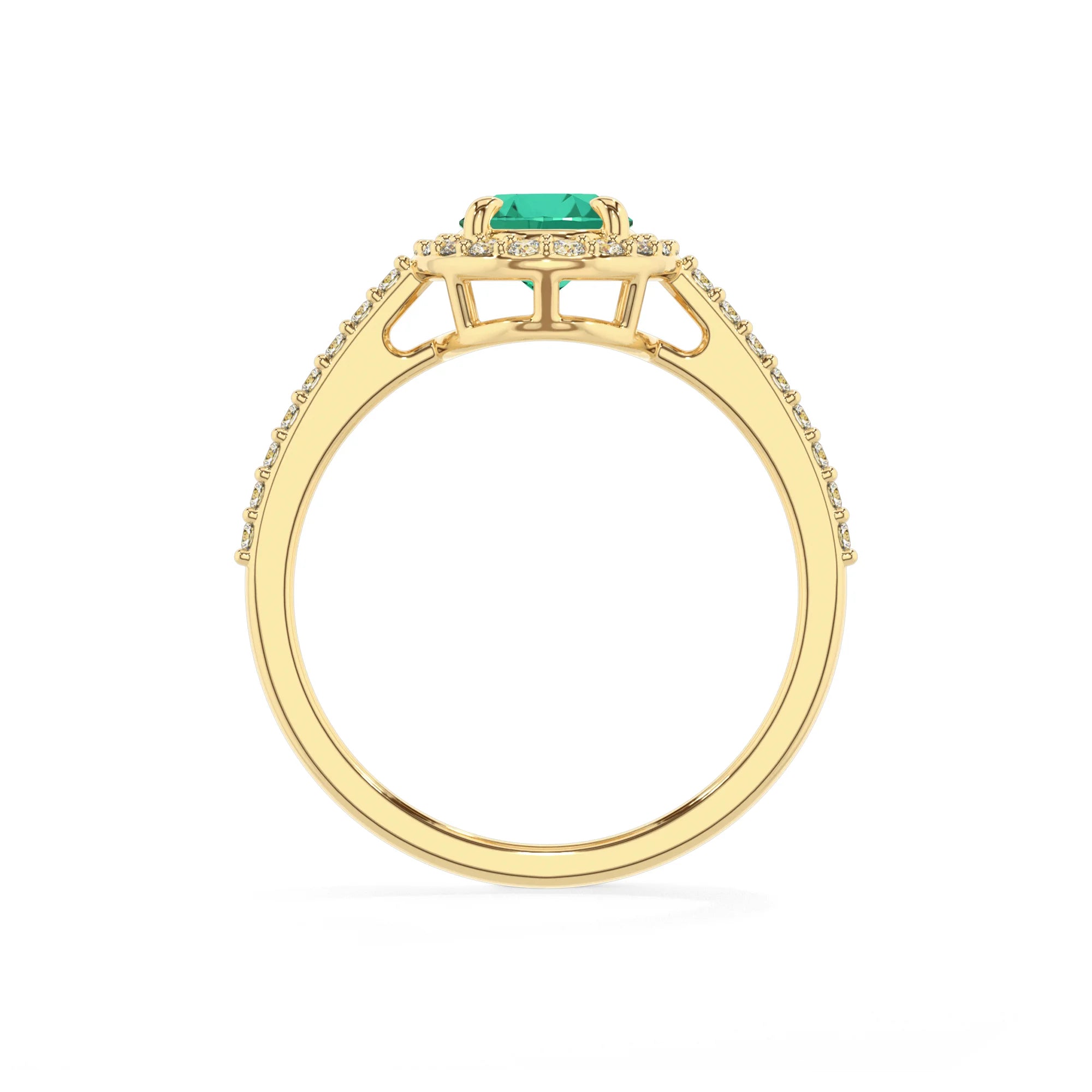lab grown emerald oval solitaire rings in yellow gold 