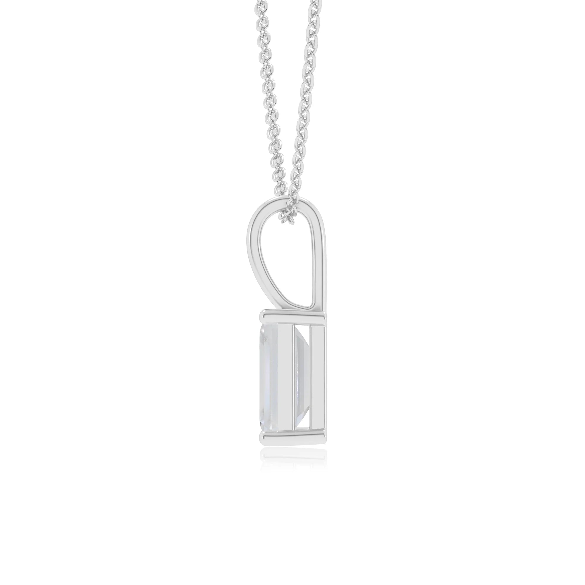 natural rainbow-moonstone emerald cut solitaire necklaces in sterling silver 