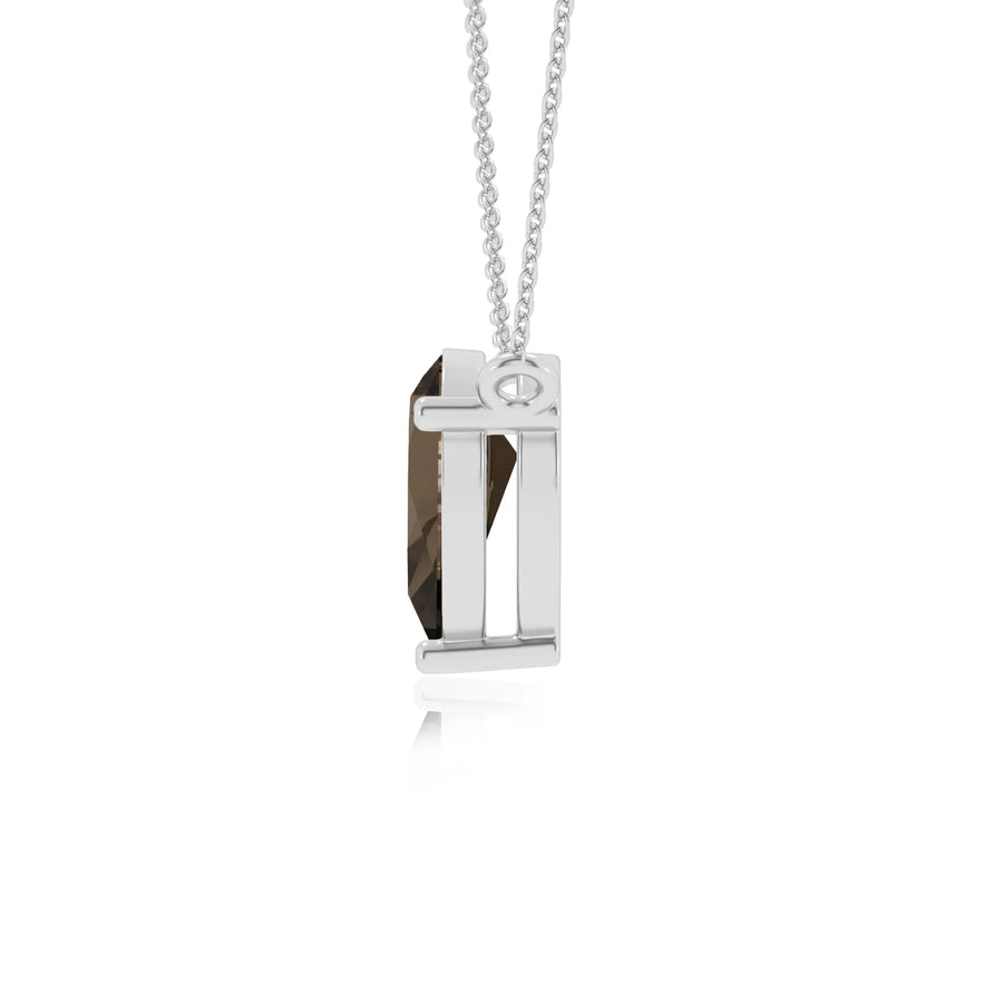 natural smoky-quartz pear solitaire necklaces in sterling silver 