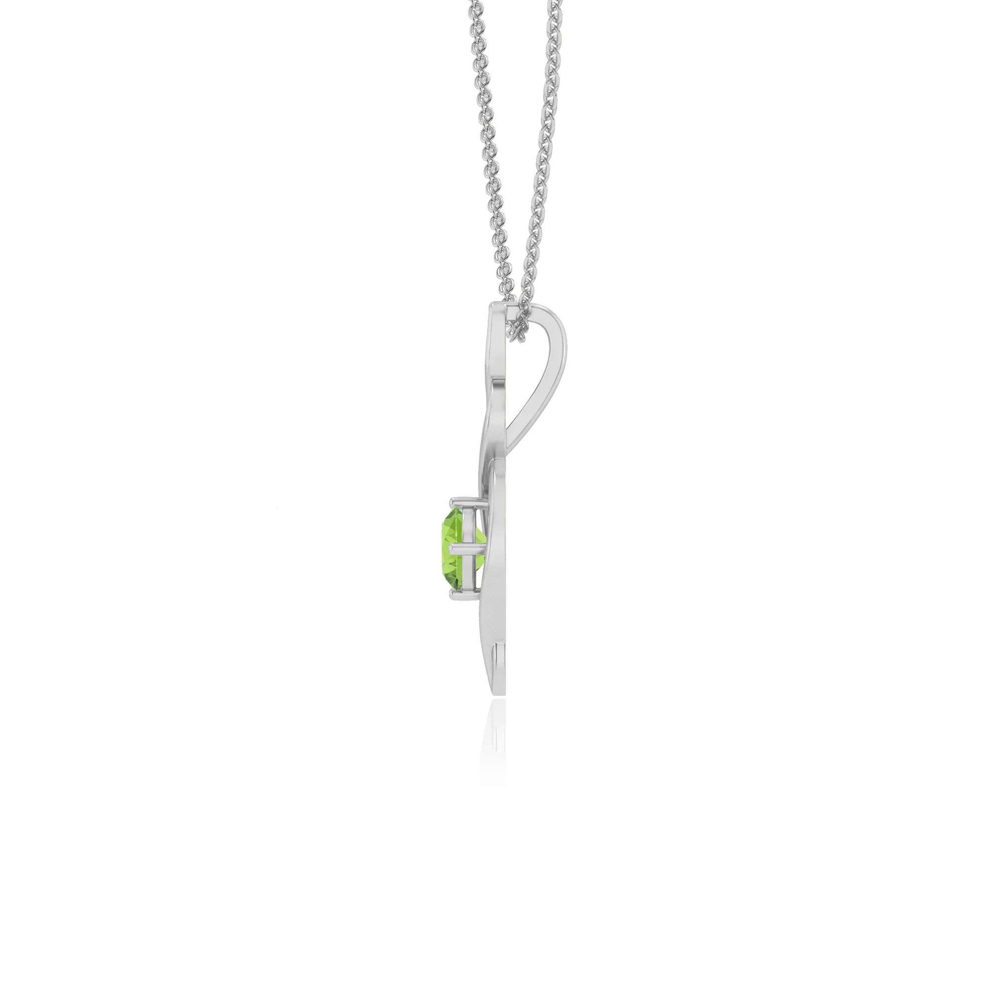natural peridot round solitaire necklaces in platinum 