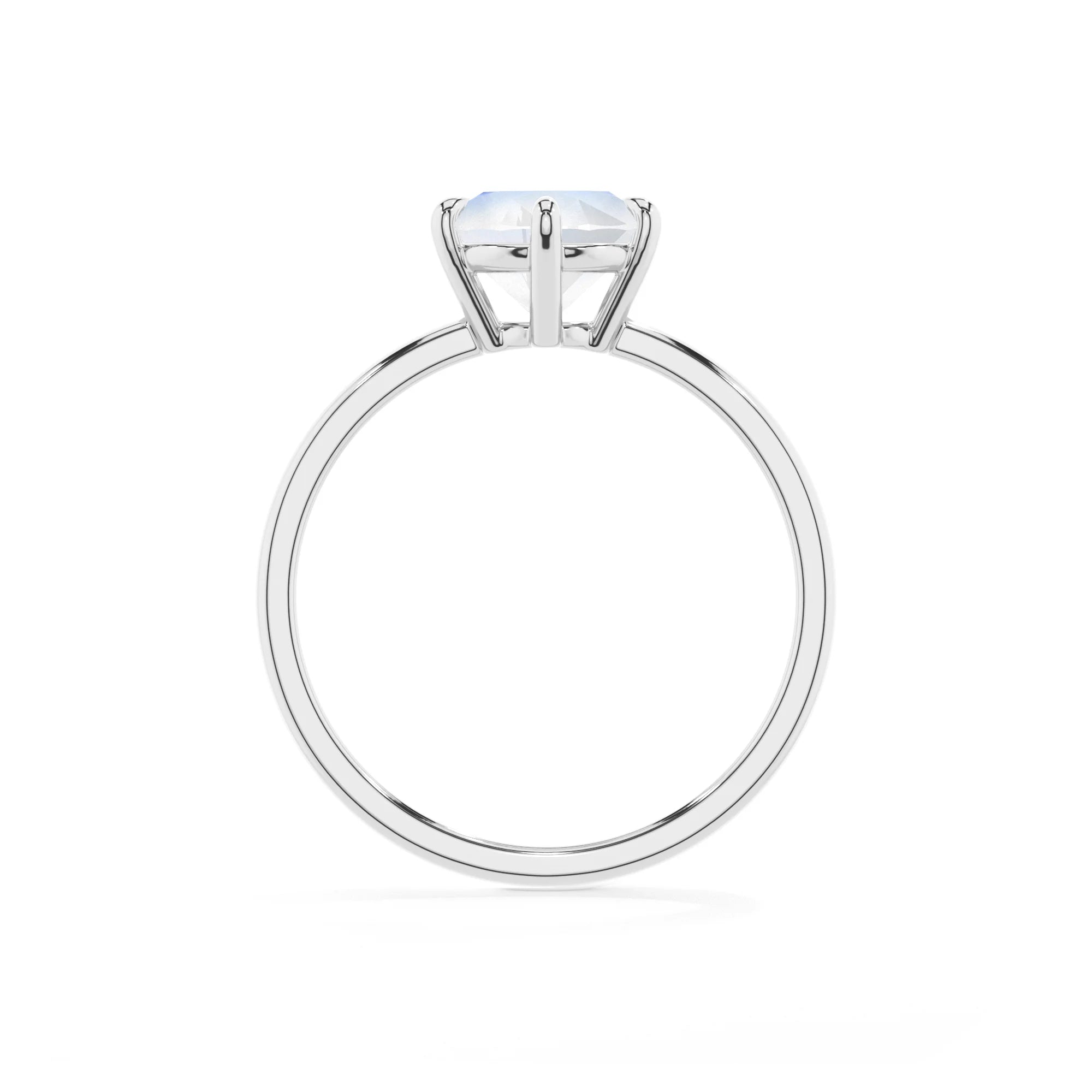 natural rainbow-moonstone round solitaire rings in platinum 