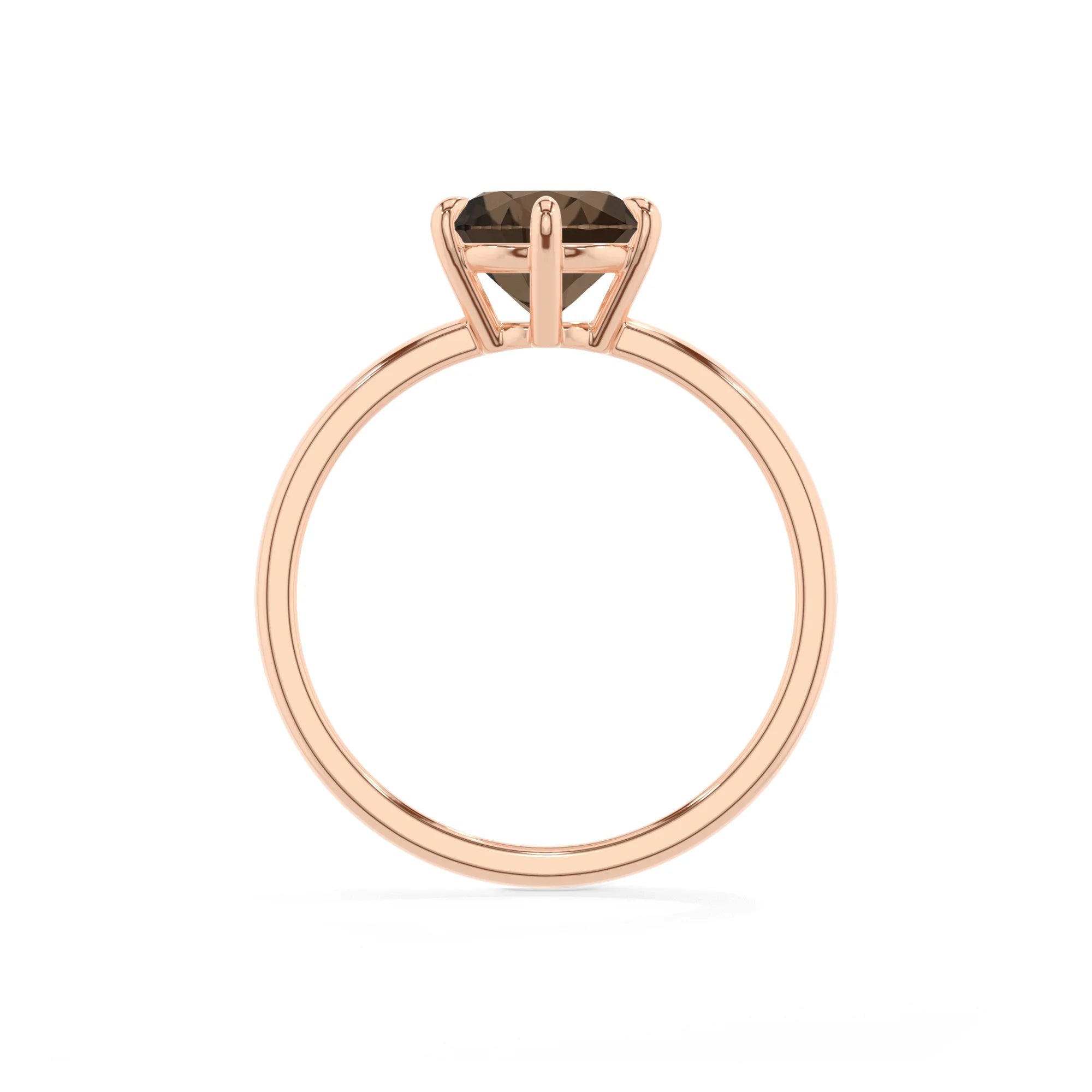 natural smoky-quartz round solitaire rings in rose gold 