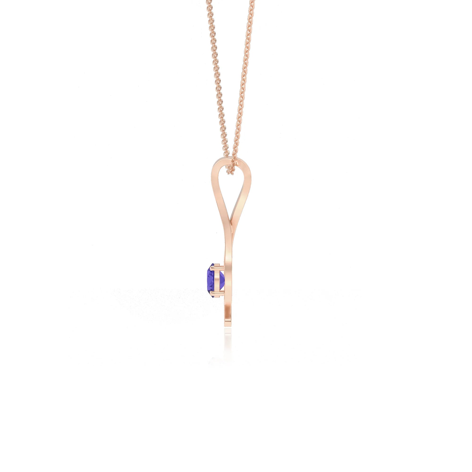 lab grown tanzanite round solitaire necklaces in rose gold 