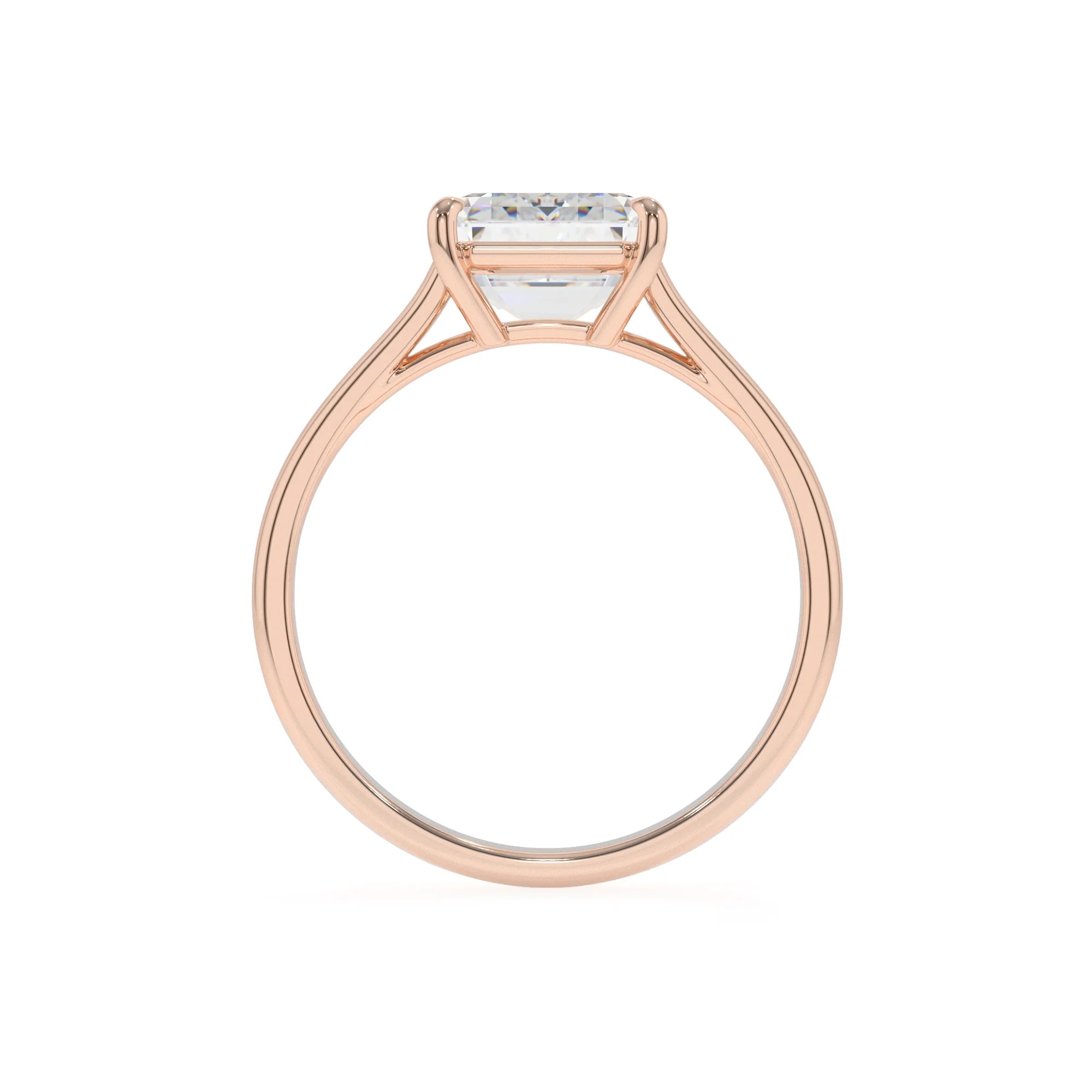 lab grown moissanite asscher solitaire rings in rose gold 