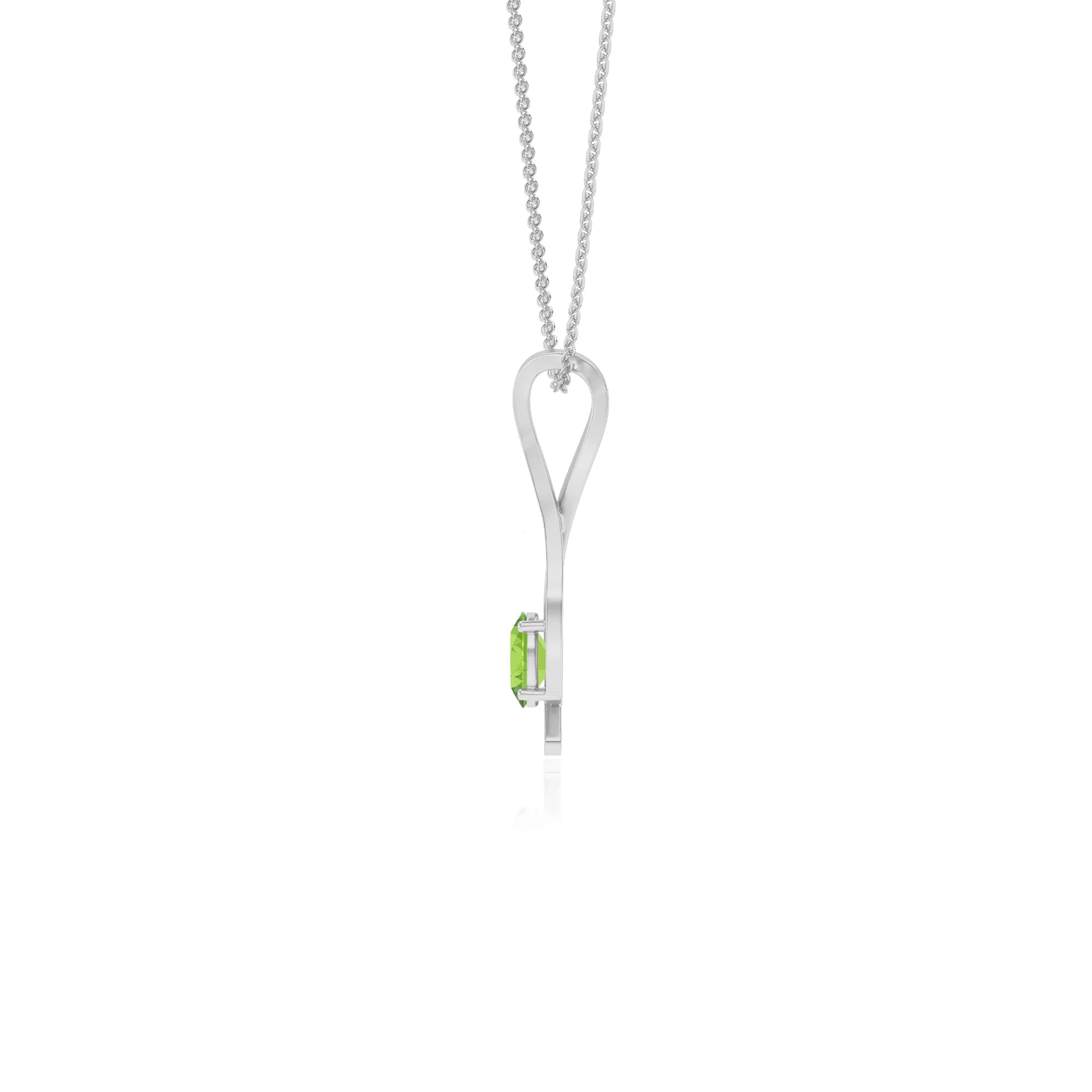 natural peridot oval solitaire necklaces in platinum 