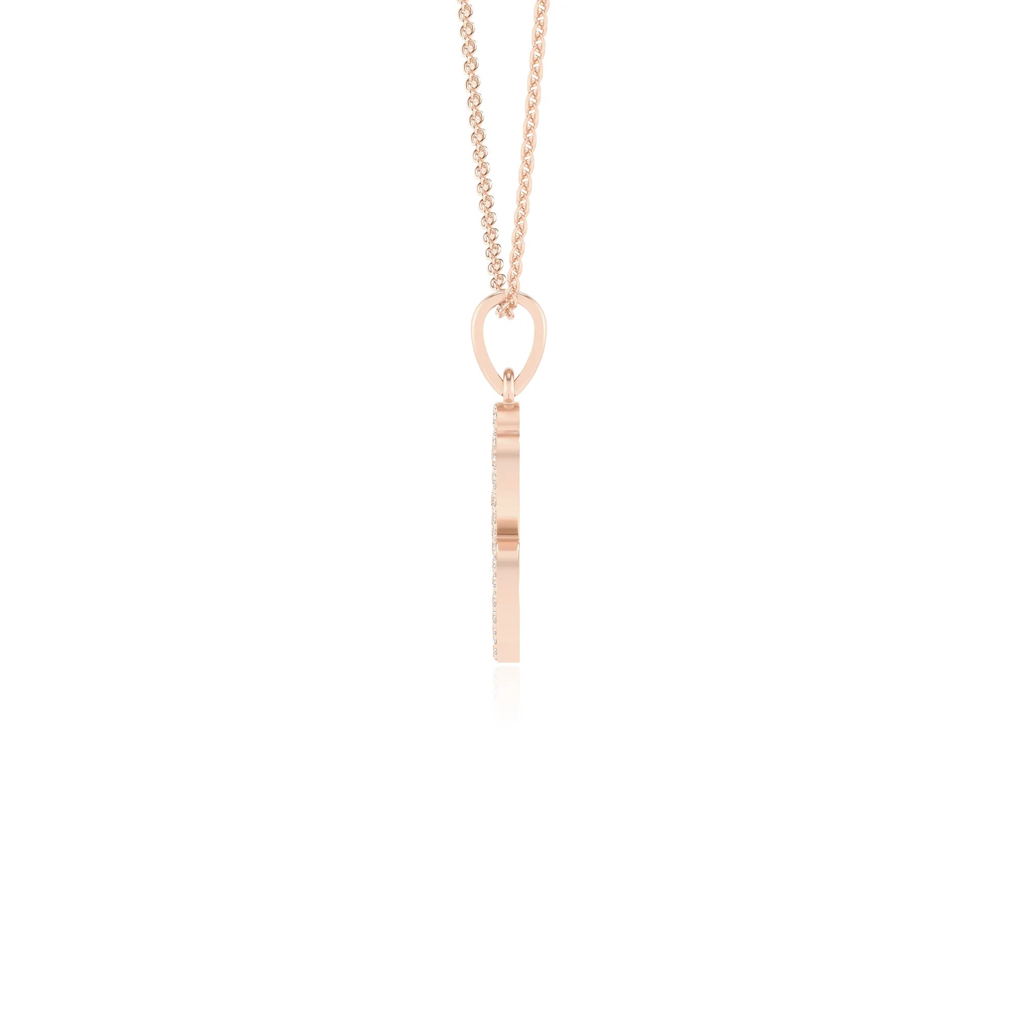 lab grown moissanite round v-bale necklaces in rose gold 