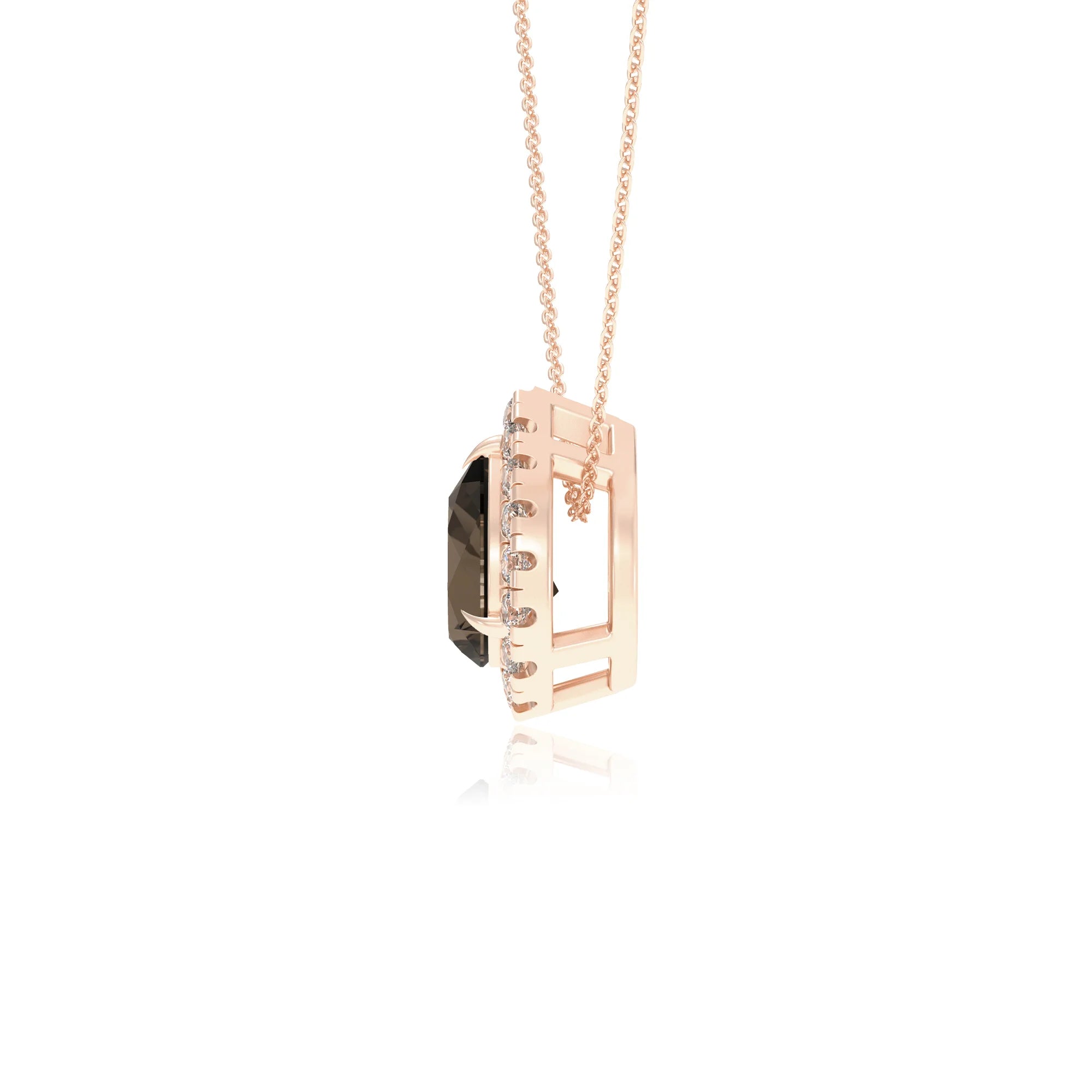 natural smoky quartz pear solitaire necklaces in rose gold 