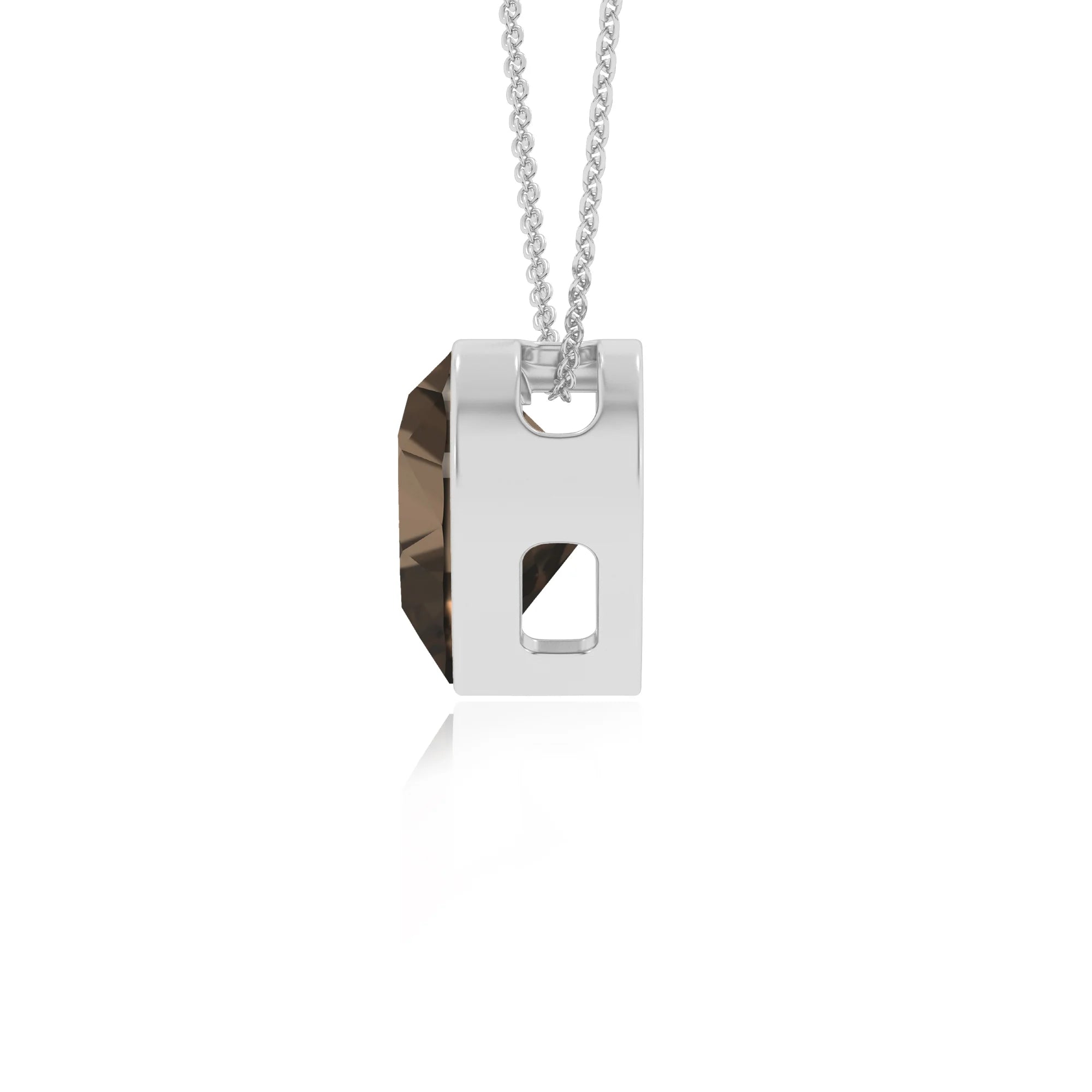 natural smoky-quartz heart solitaire necklaces in white gold 