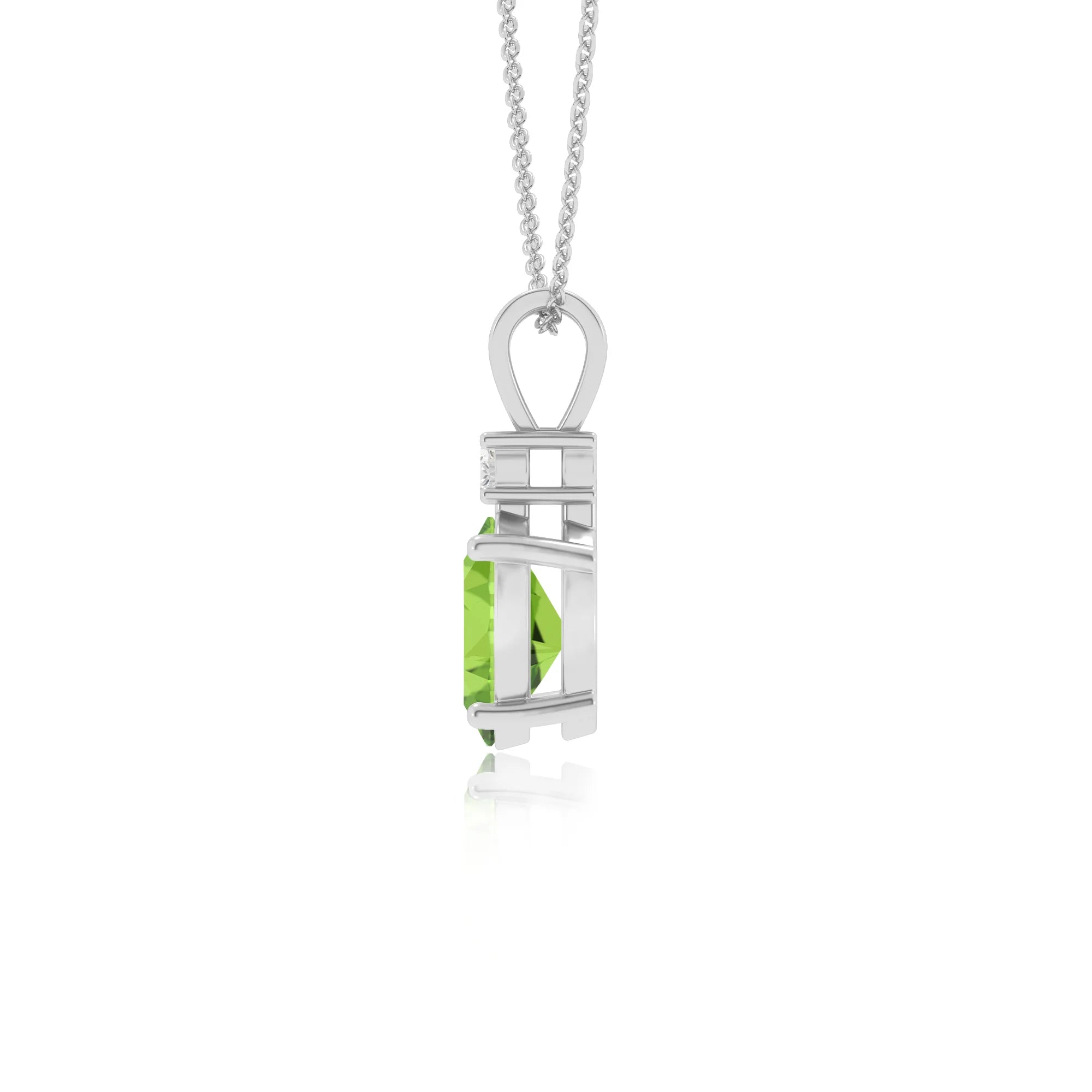 natural peridot oval solitaire v-bale necklaces in sterling silver 
