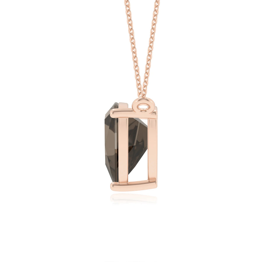 natural smoky-quartz trillion solitaire necklaces in rose gold 