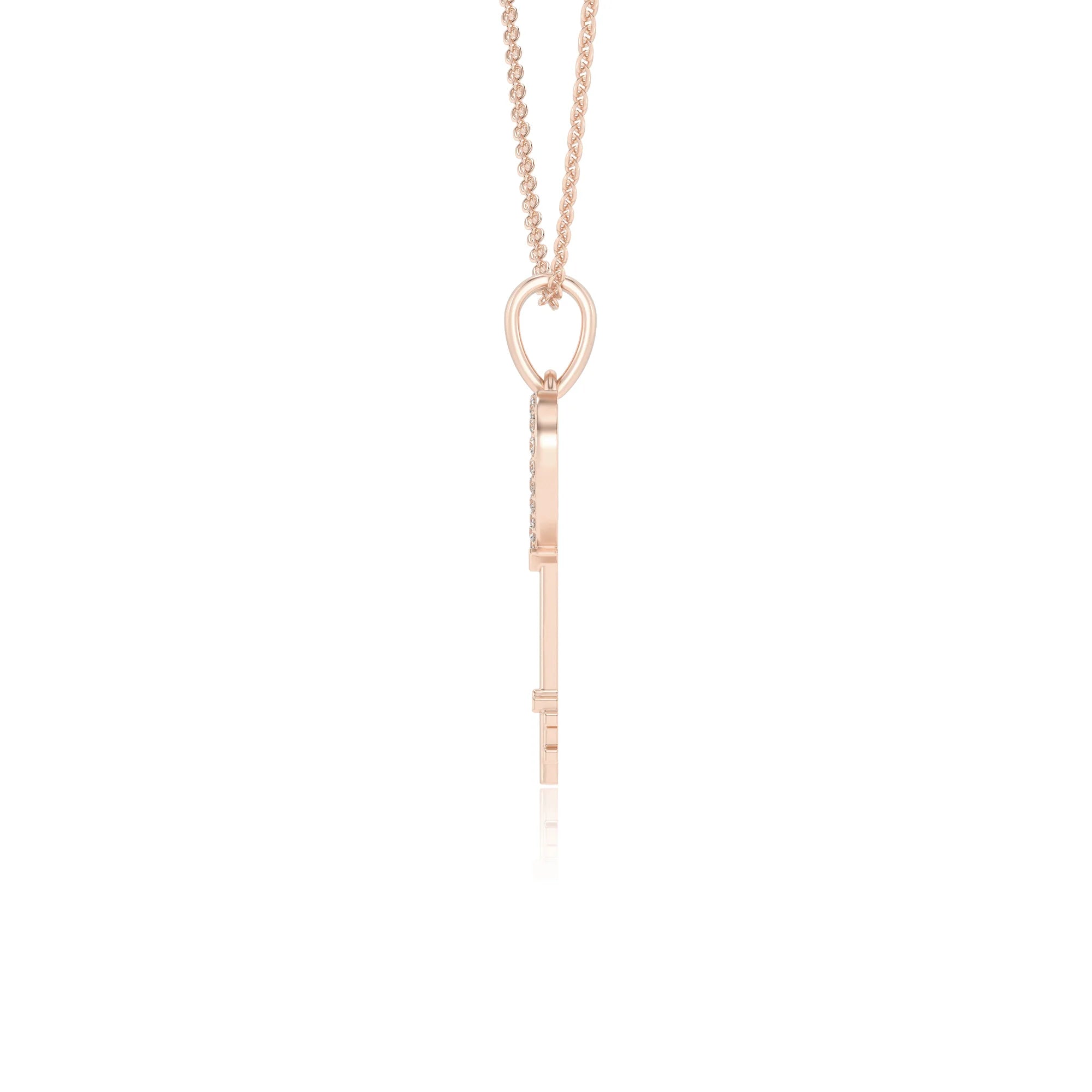 lab grown moissanite round necklaces in rose gold 