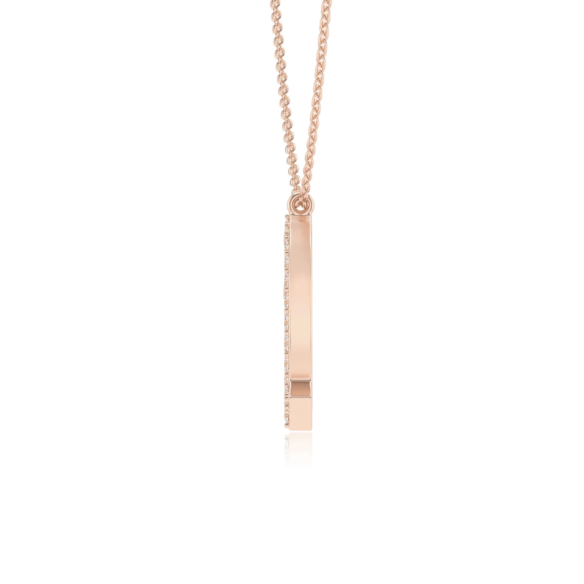 lab grown moissanite round necklaces in rose gold 