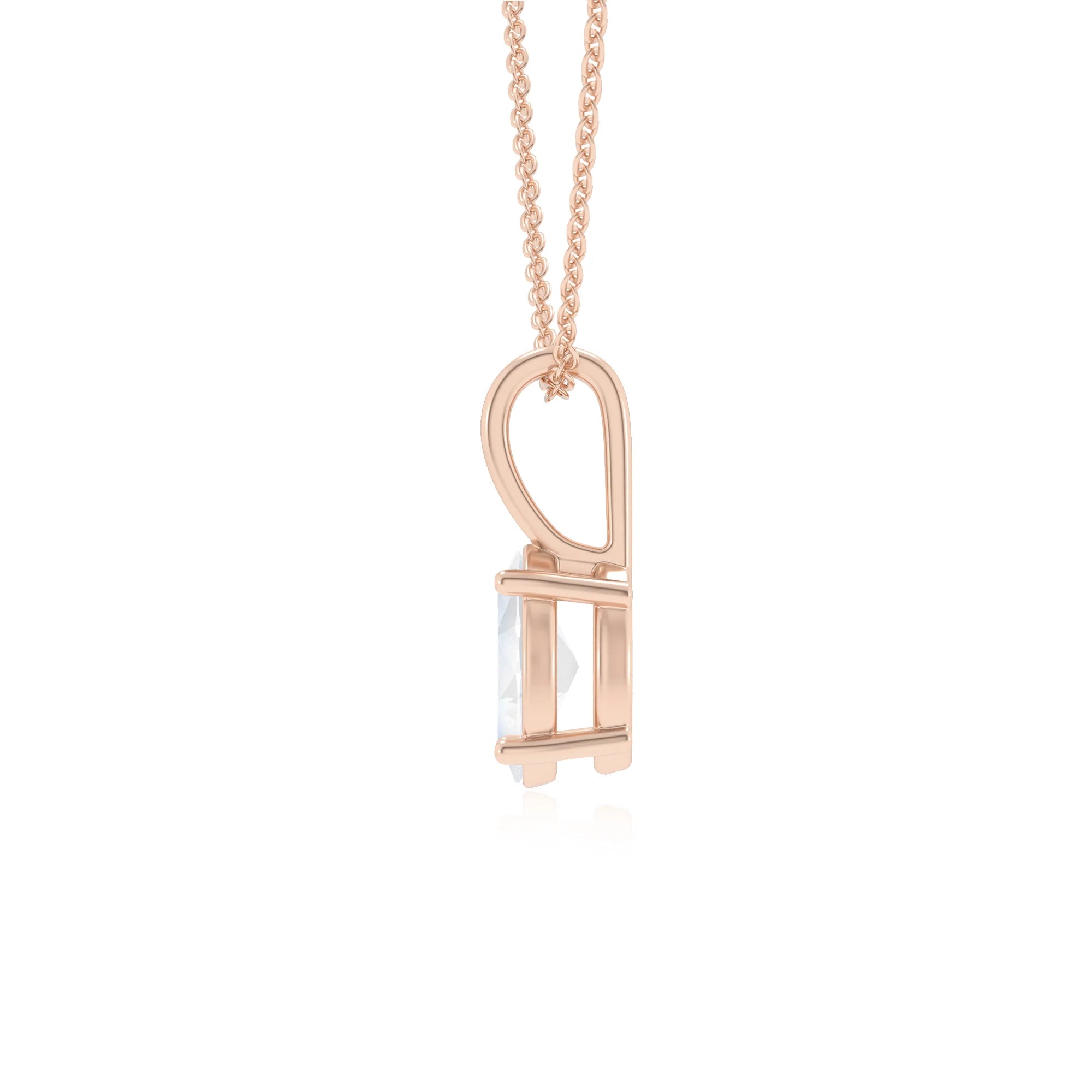 natural rainbow-moonstone oval solitaire necklaces in rose gold 