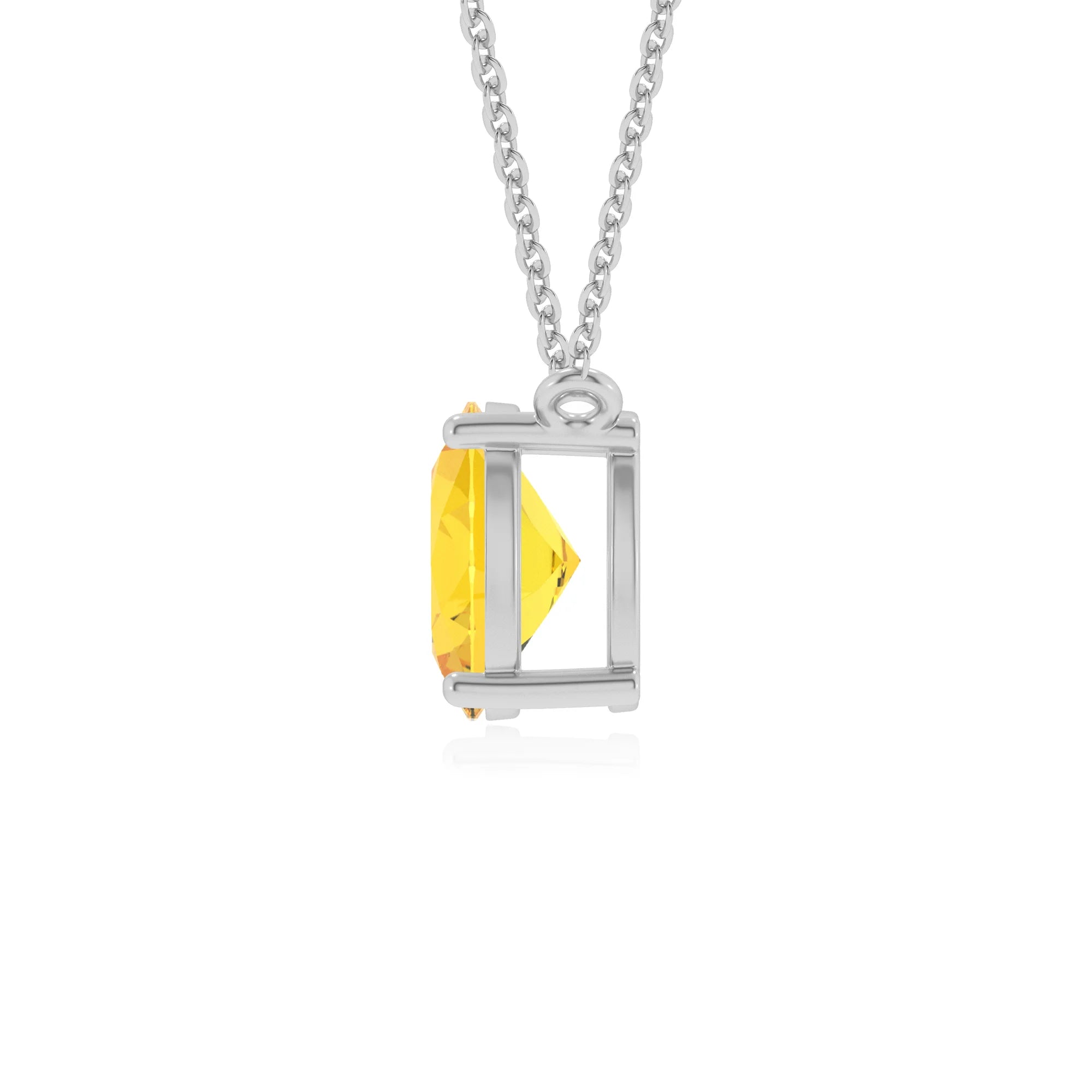 lab grown yellow-sapphire oval solitaire v-bale necklaces in white gold 