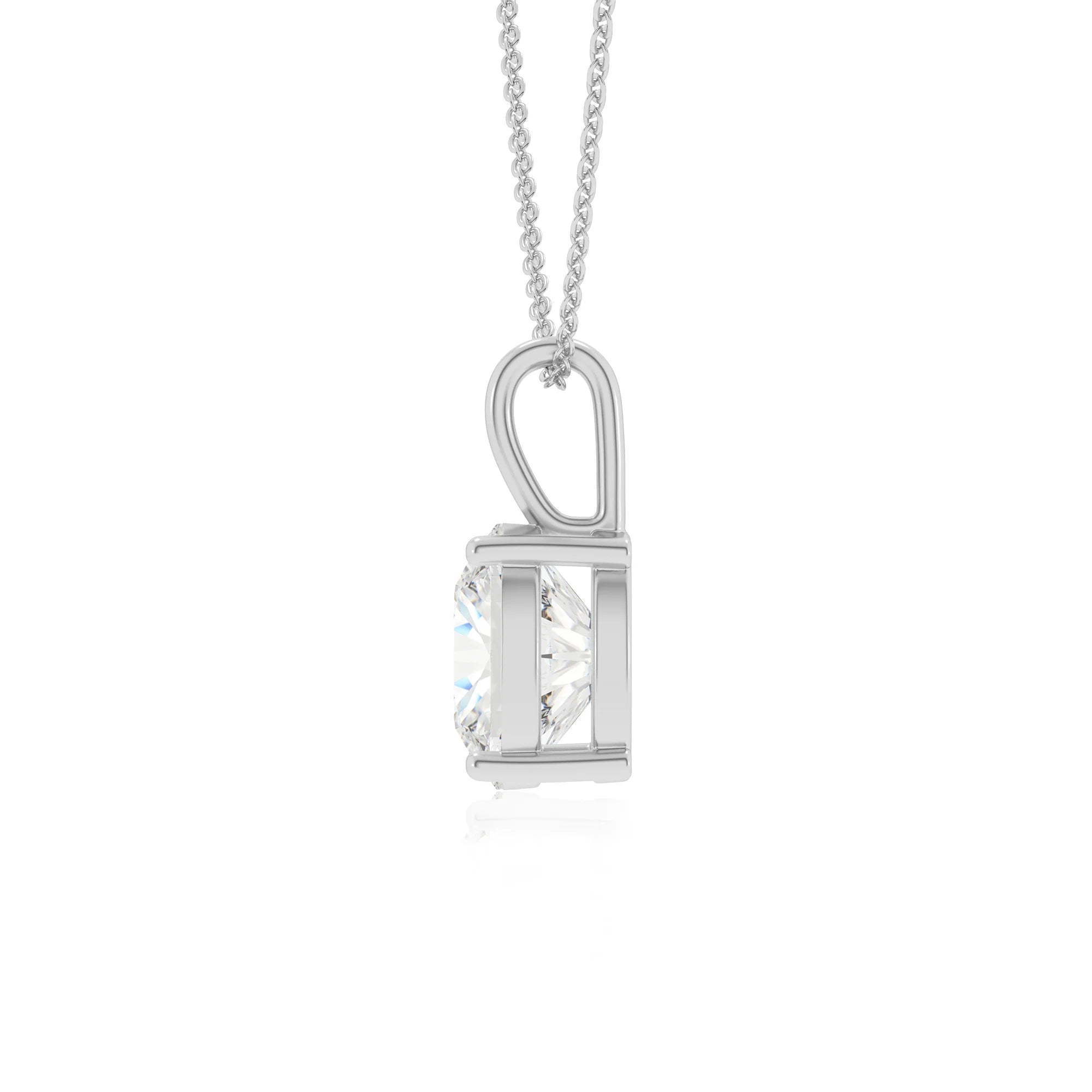lab grown moissanite cushion solitaire necklaces in platinum 
