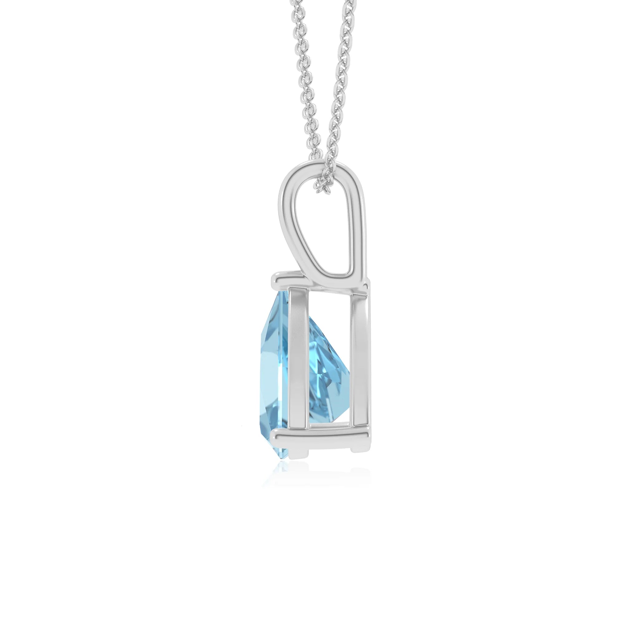 lab grown aquamarine trillion solitaire necklaces in sterling silver 
