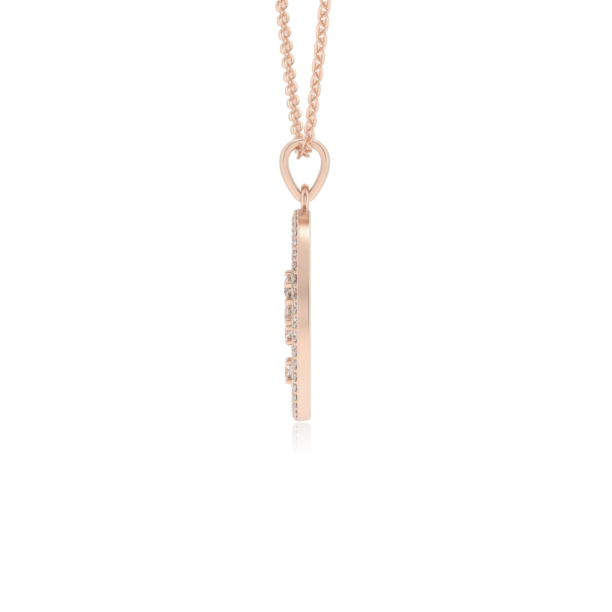 lab grown moissanite round necklaces in rose gold 