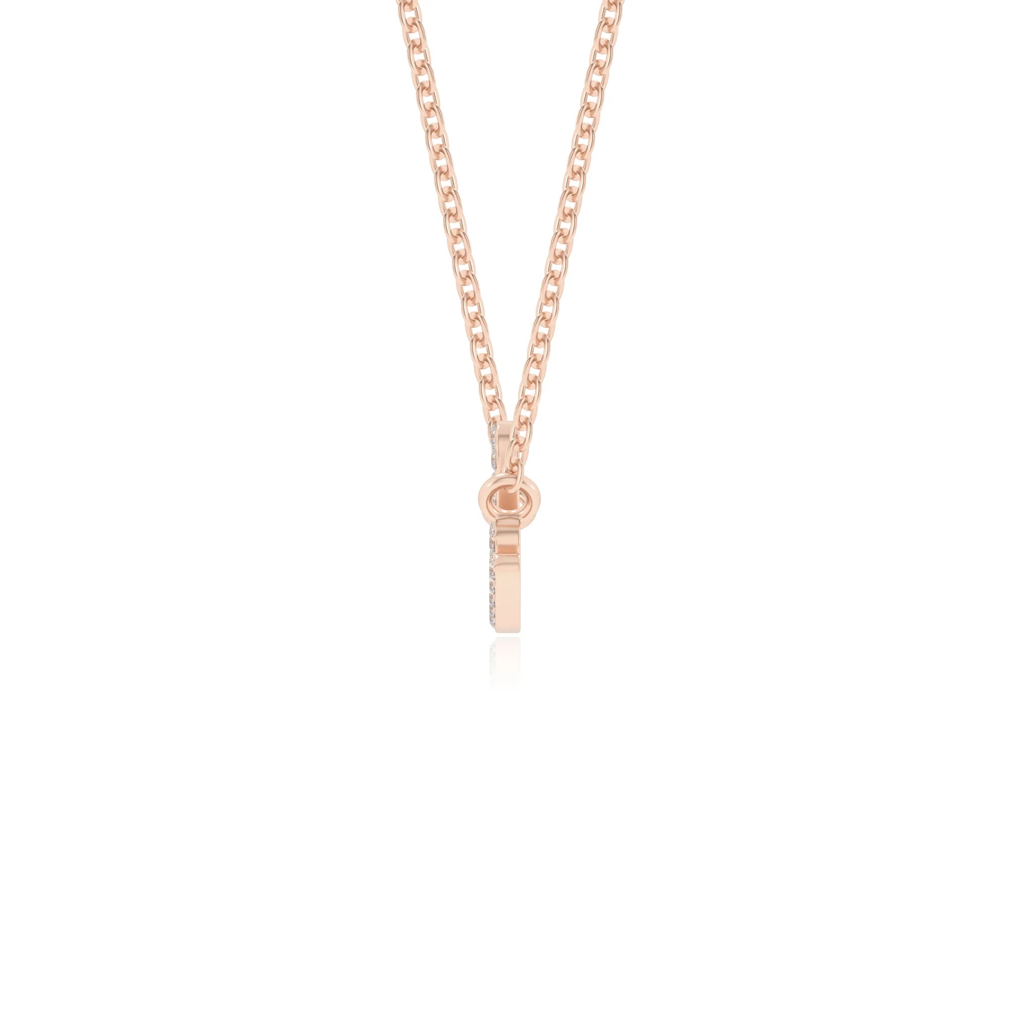 lab grown moissanite round infinity necklaces in rose gold 