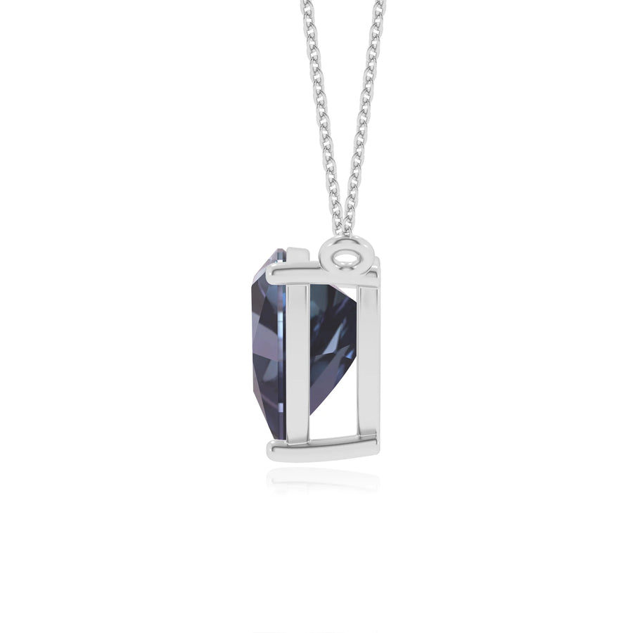 lab grown alexandrite trillion solitaire necklaces in sterling silver 
