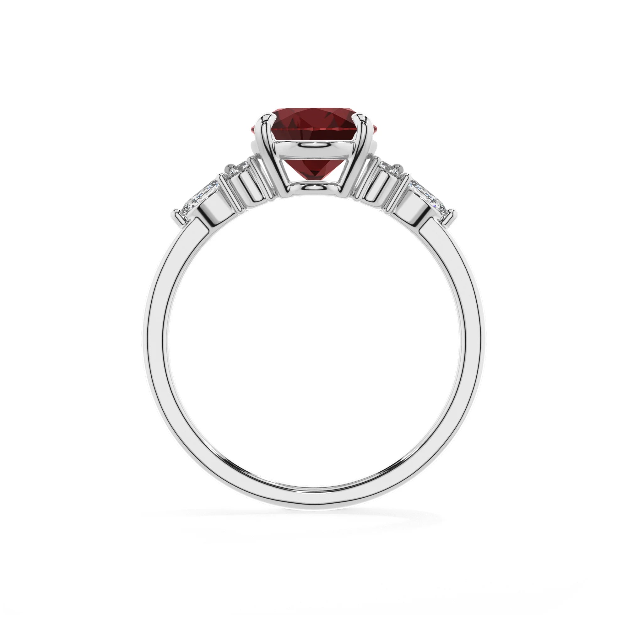 natural garnet oval solitaire rings in white gold 