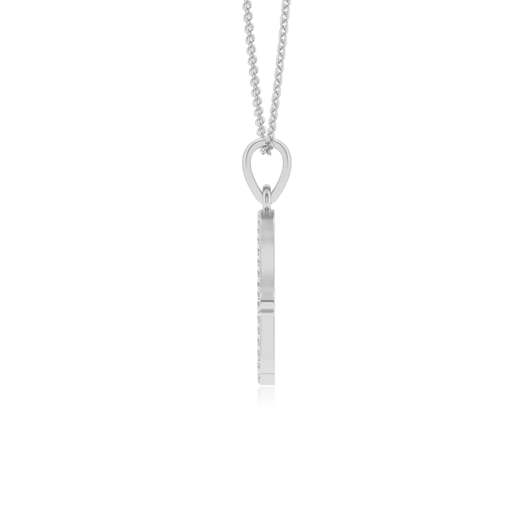 lab grown moissanite round necklaces in white gold 