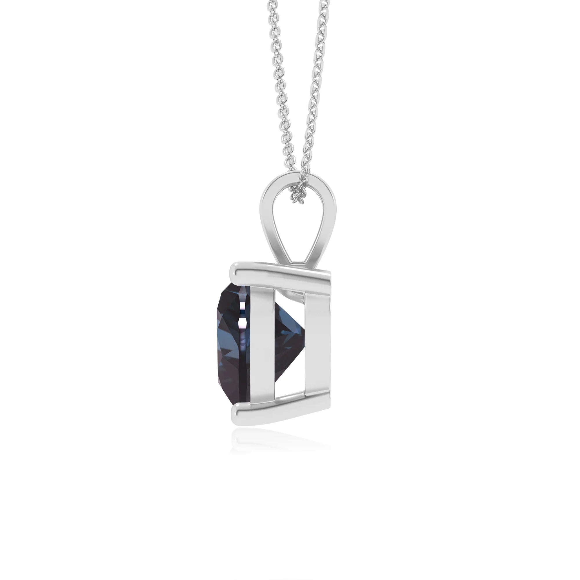 lab grown alexandrite heart solitaire v-bale necklaces in sterling silver 