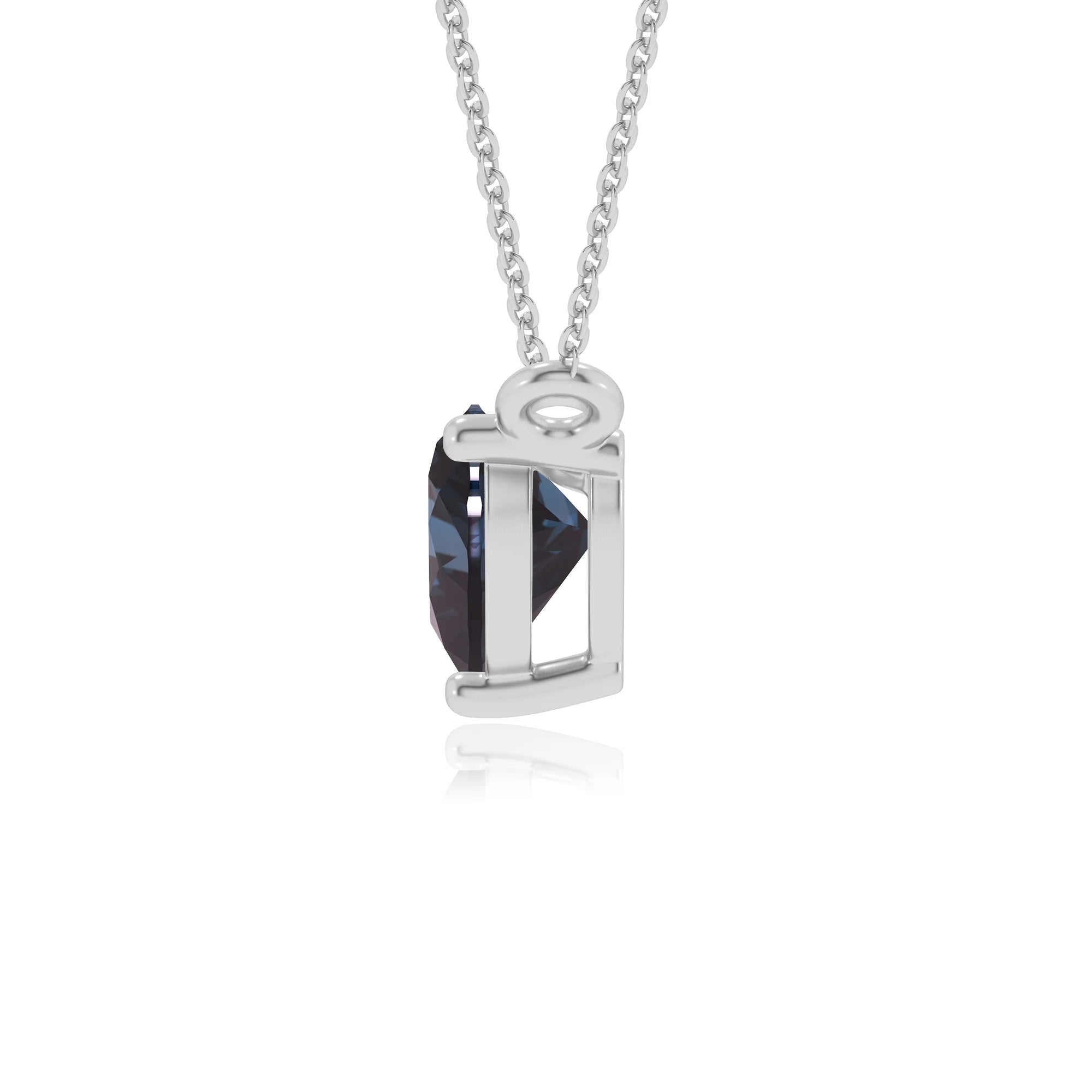 lab grown alexandrite heart solitaire necklaces in white gold 
