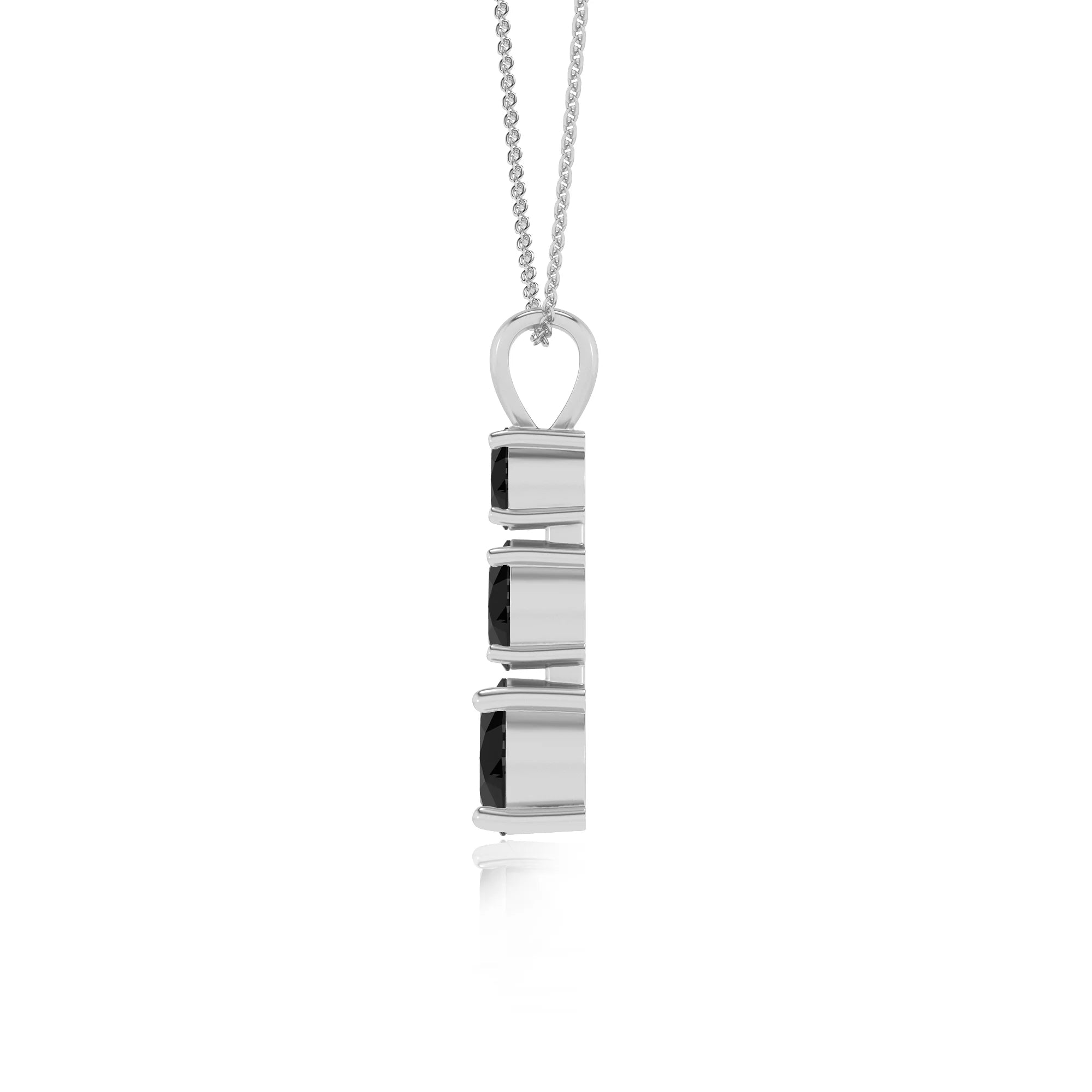 natural black-onyx round bar v-bale necklaces in white gold 