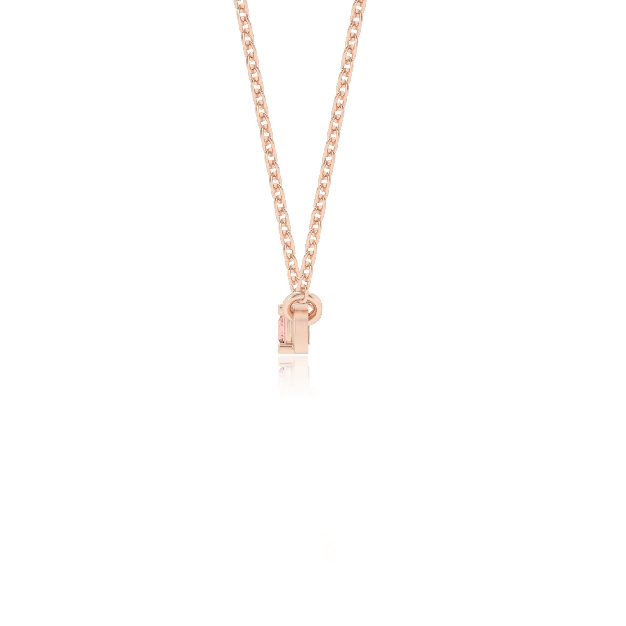 lab grown morganite round bar v-bale necklaces in rose gold 